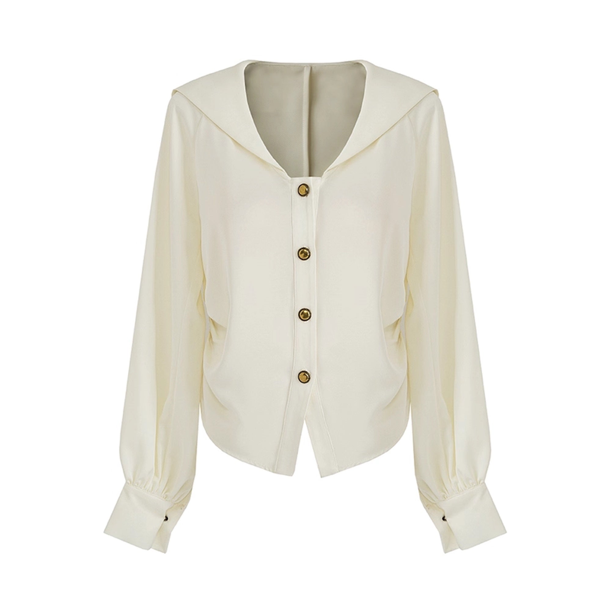 UNSPOKEN_100_Percent_Polyester_Off_White_Loose_Sailor_Collar_Button_Office_Blouse_MISSTT