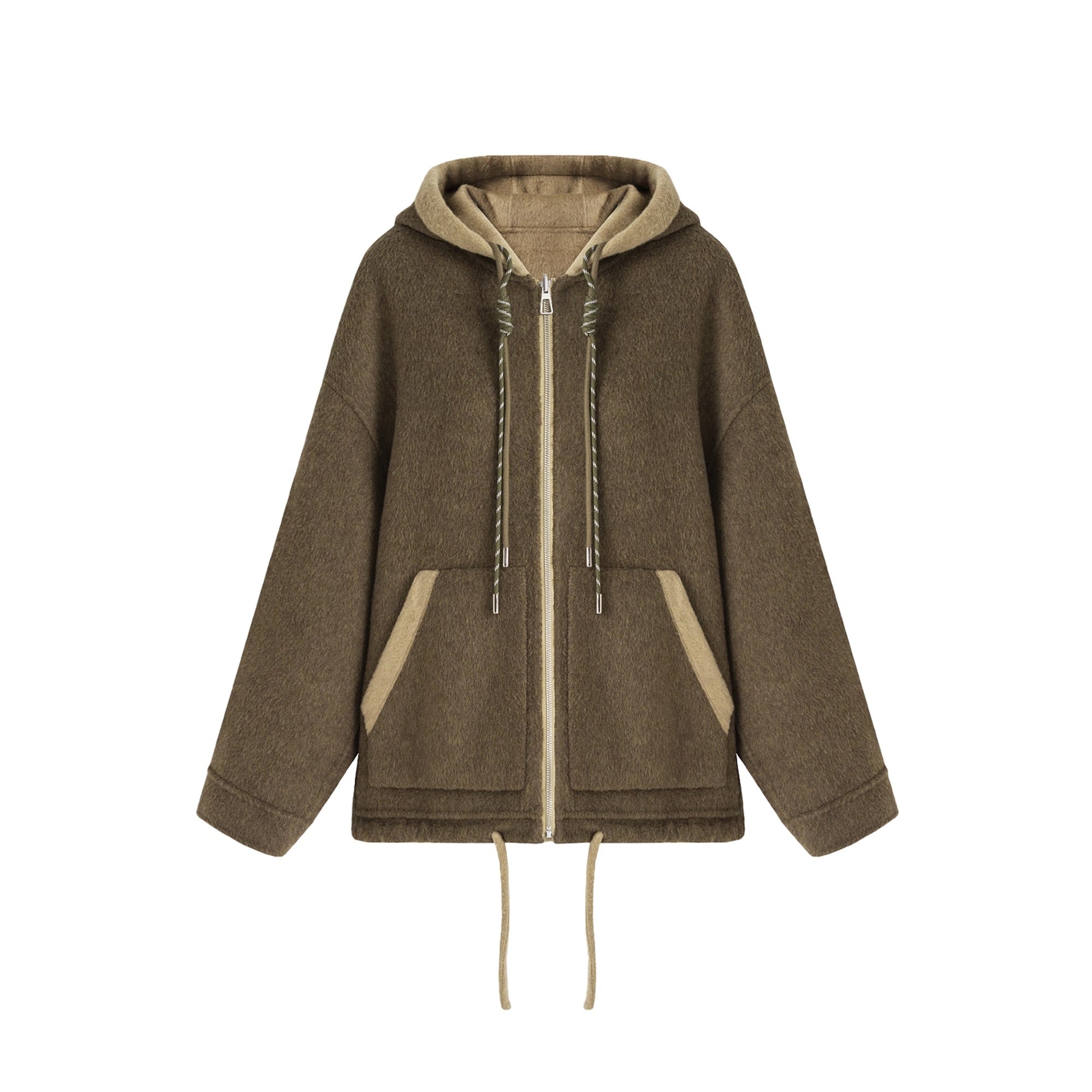 UNSPOKEN_100_Percent_Wool_Hooded_Zip_Up_Loose_Fit_Minimalist_Commuter_3D_Cut_Green_Jacket_MISSTT
