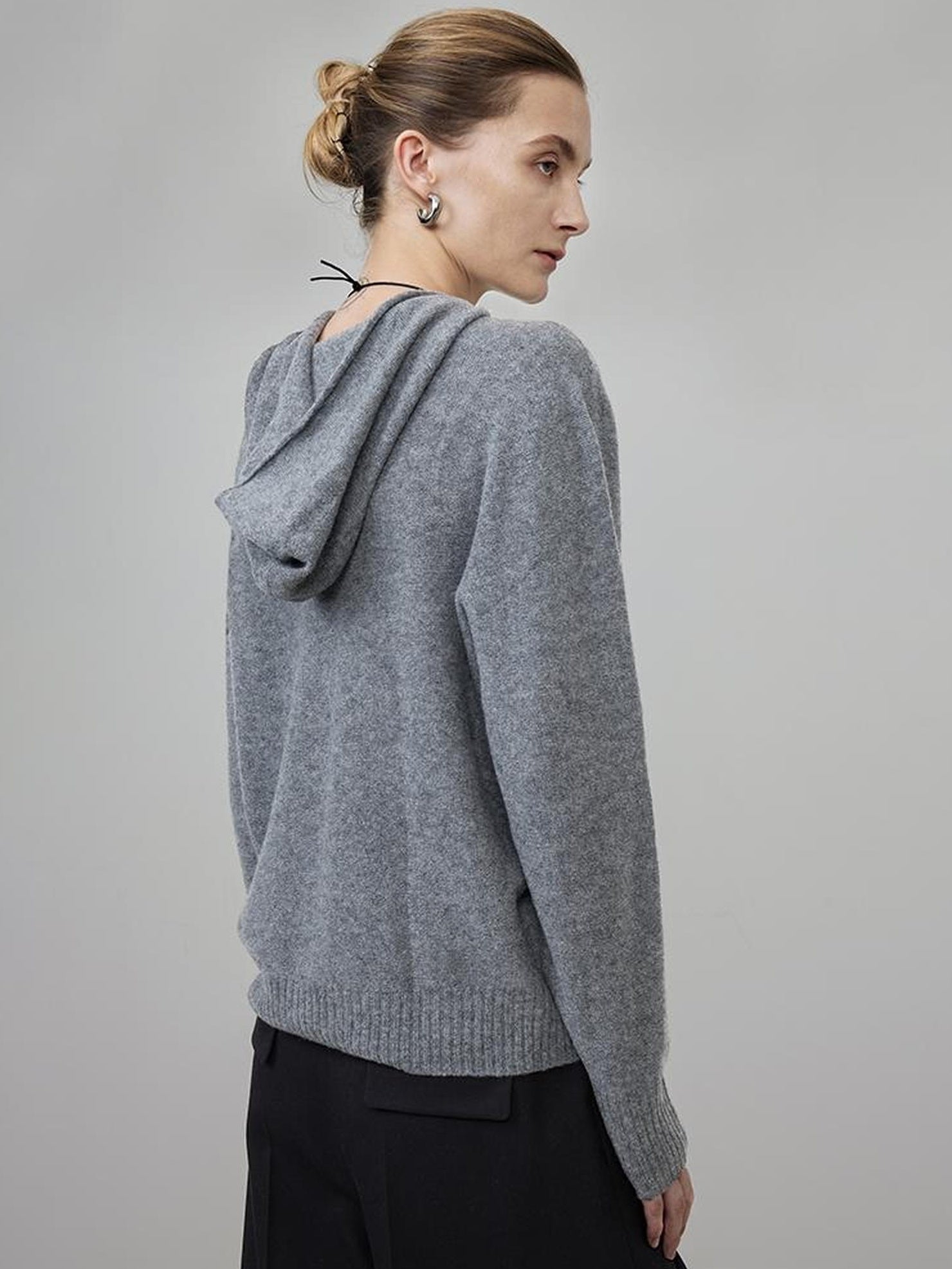 UNSPOKEN 100 Percent Wool Oversized Hooded Pullover Minimal Commuter Women Sweater