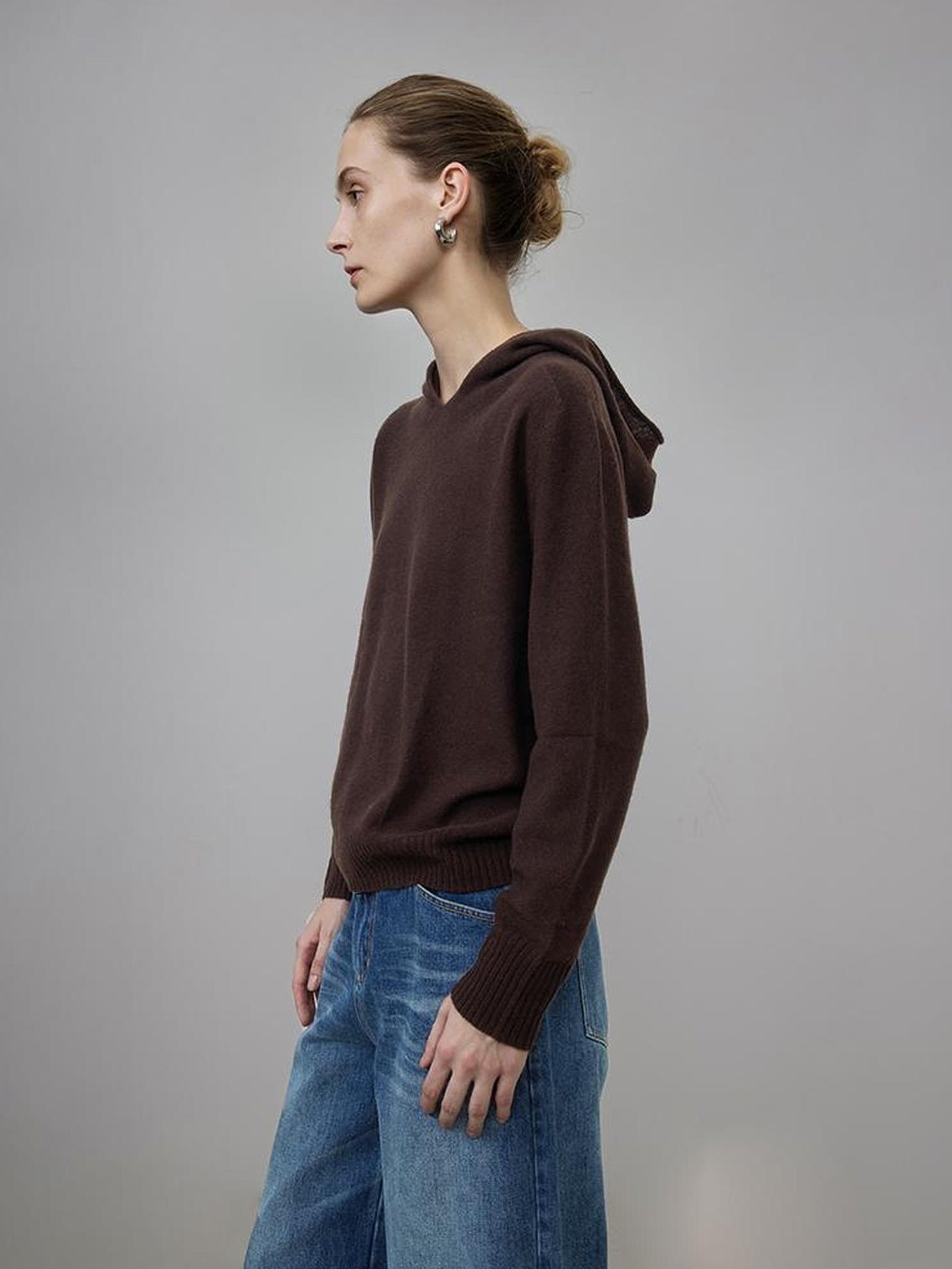 UNSPOKEN 100 Percent Wool Oversized Hooded Pullover Minimal Commuter Women Sweater