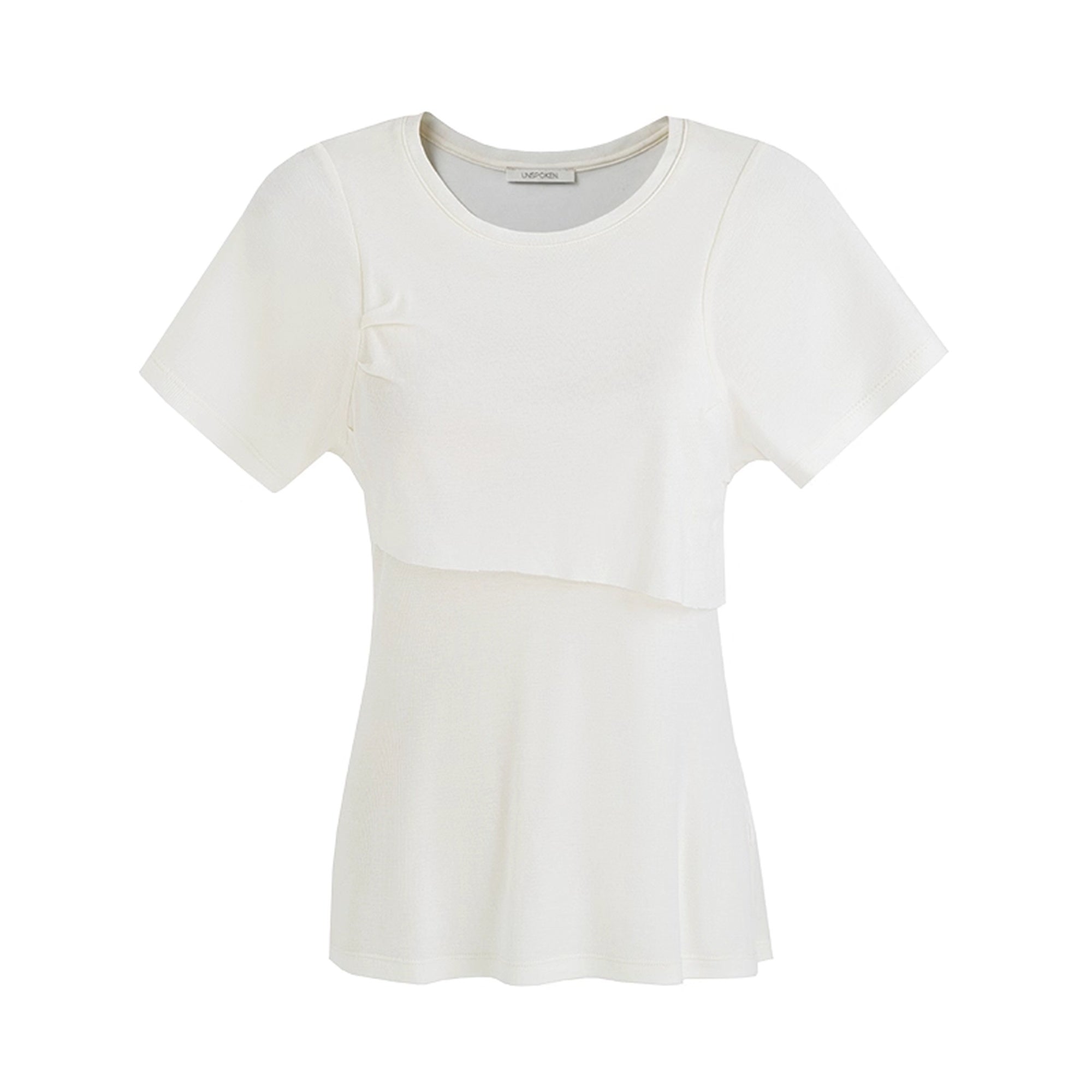 UNSPOKEN_Acrylic_Blend_Slim_Fit_Round_Neck_Minimal_Commute_Style_Women_White_T-Shirt_MISSTT