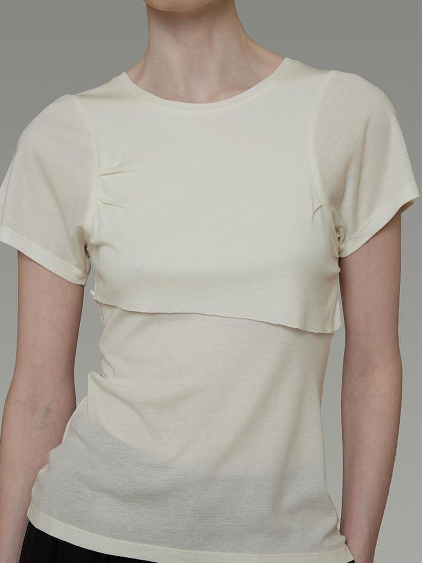 UNSPOKEN Acrylic Blend Slim Fit Round Neck Minimal Commute Style Women White T-Shirt