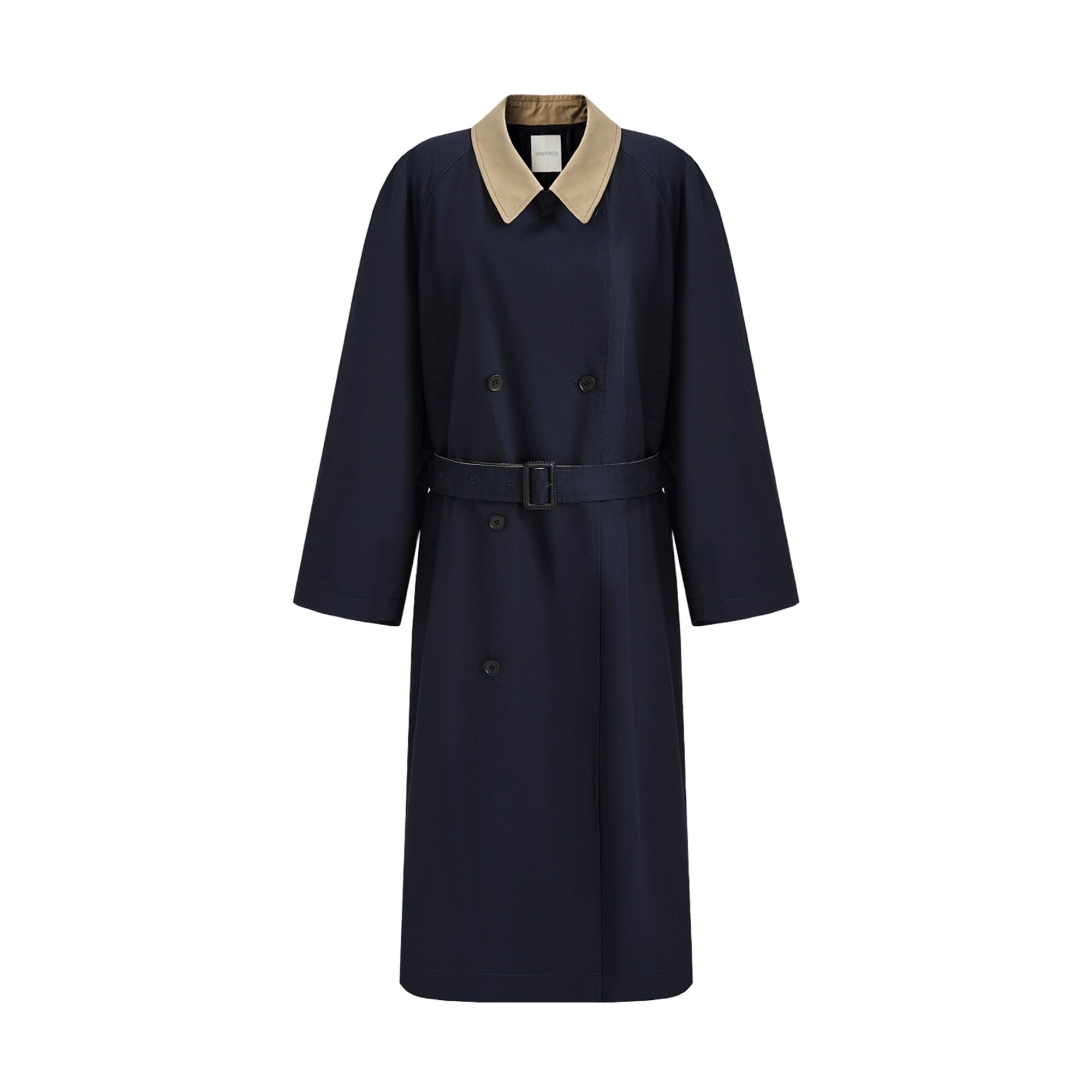UNSPOKEN_Breathable_100_Percent_Cotton_Long_Single_Breasted_Loose_Fit_Commuter_Navy_Coat_MISSTT