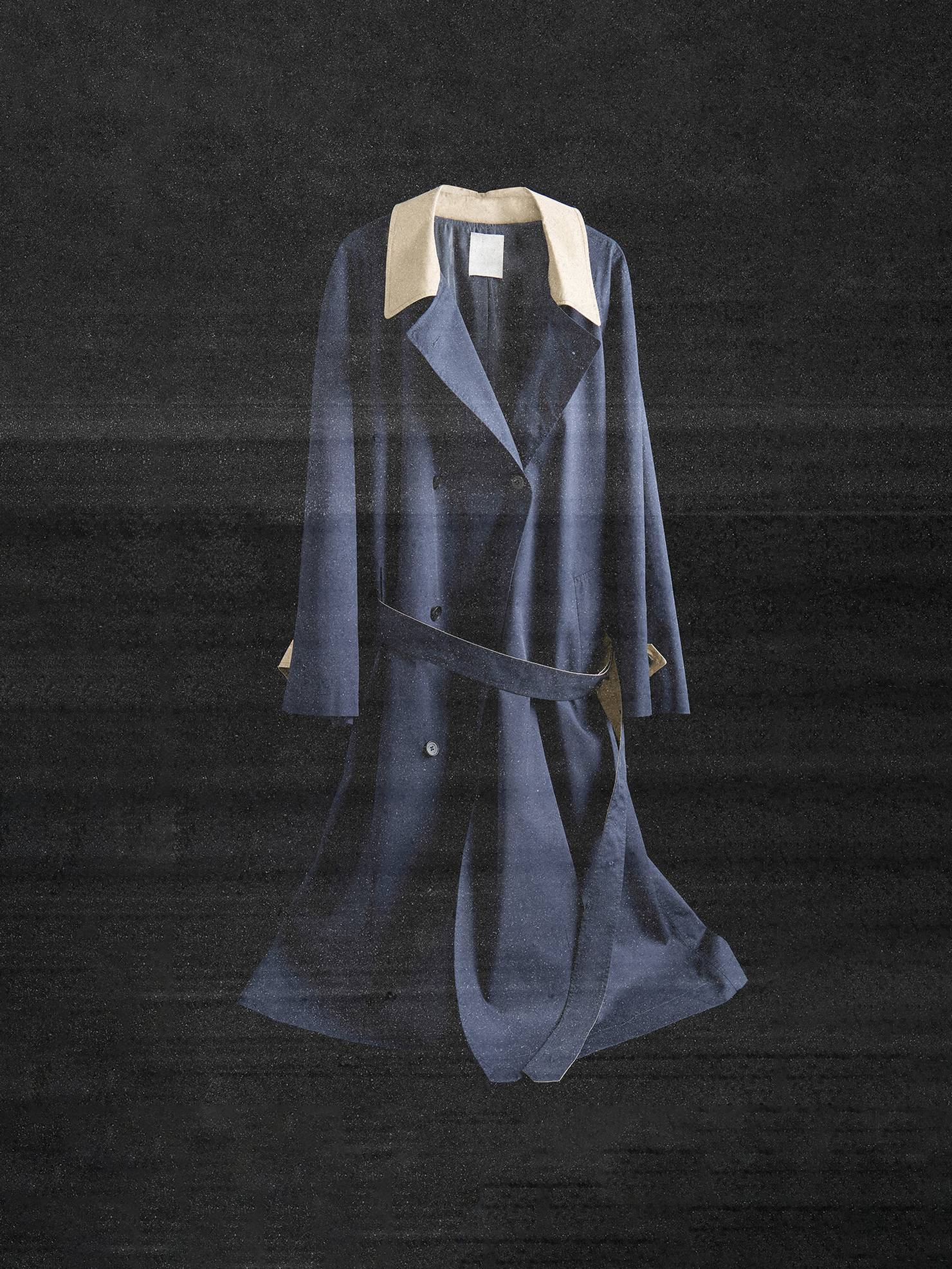 UNSPOKEN Breathable 100 Percent Cotton Long Single Breasted Loose Fit Commuter Navy Coat