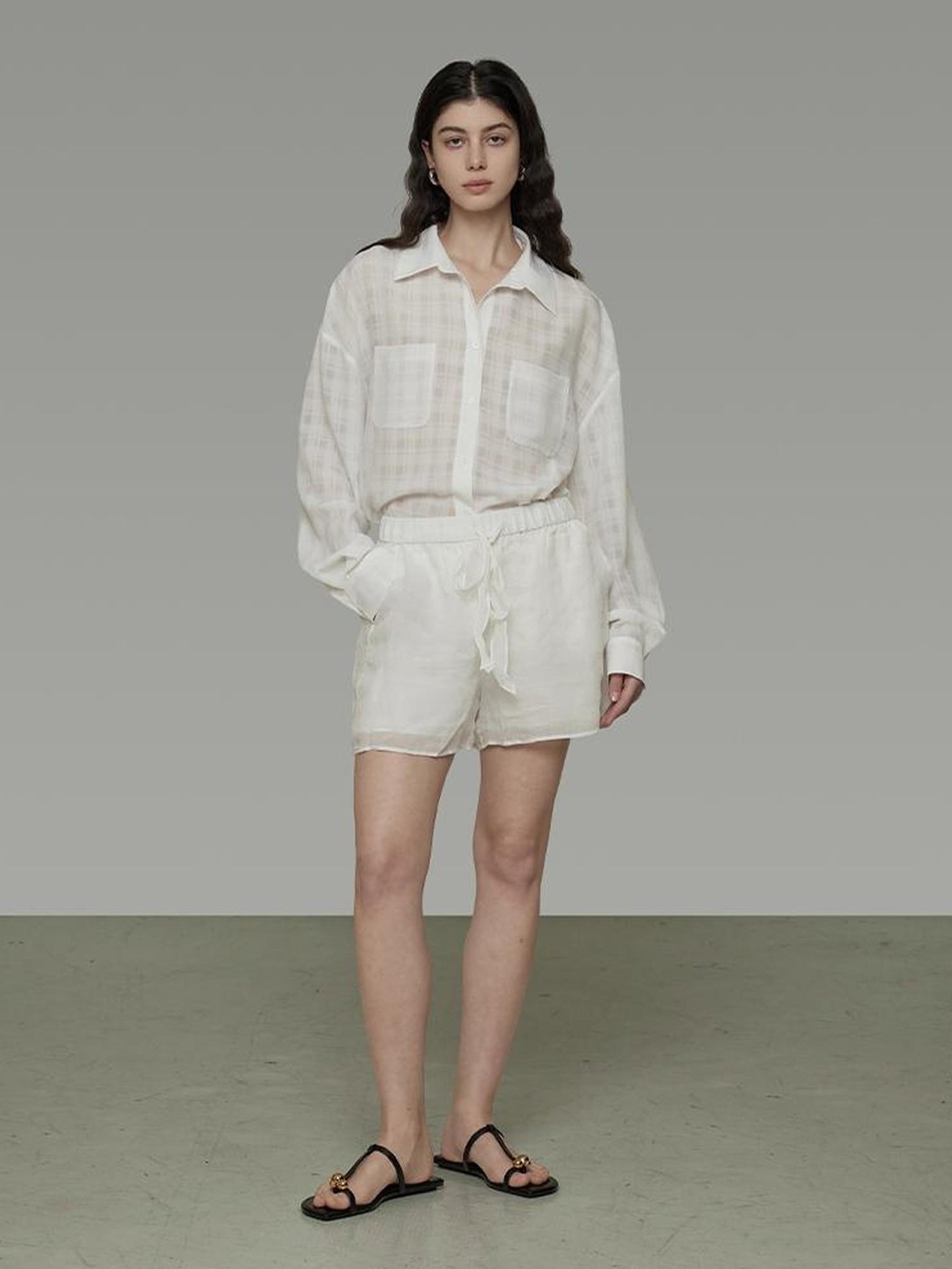 UNSPOKEN Breathable 100% Ramie Minimal Commuter Straight Leg Tie Waist Women Shorts