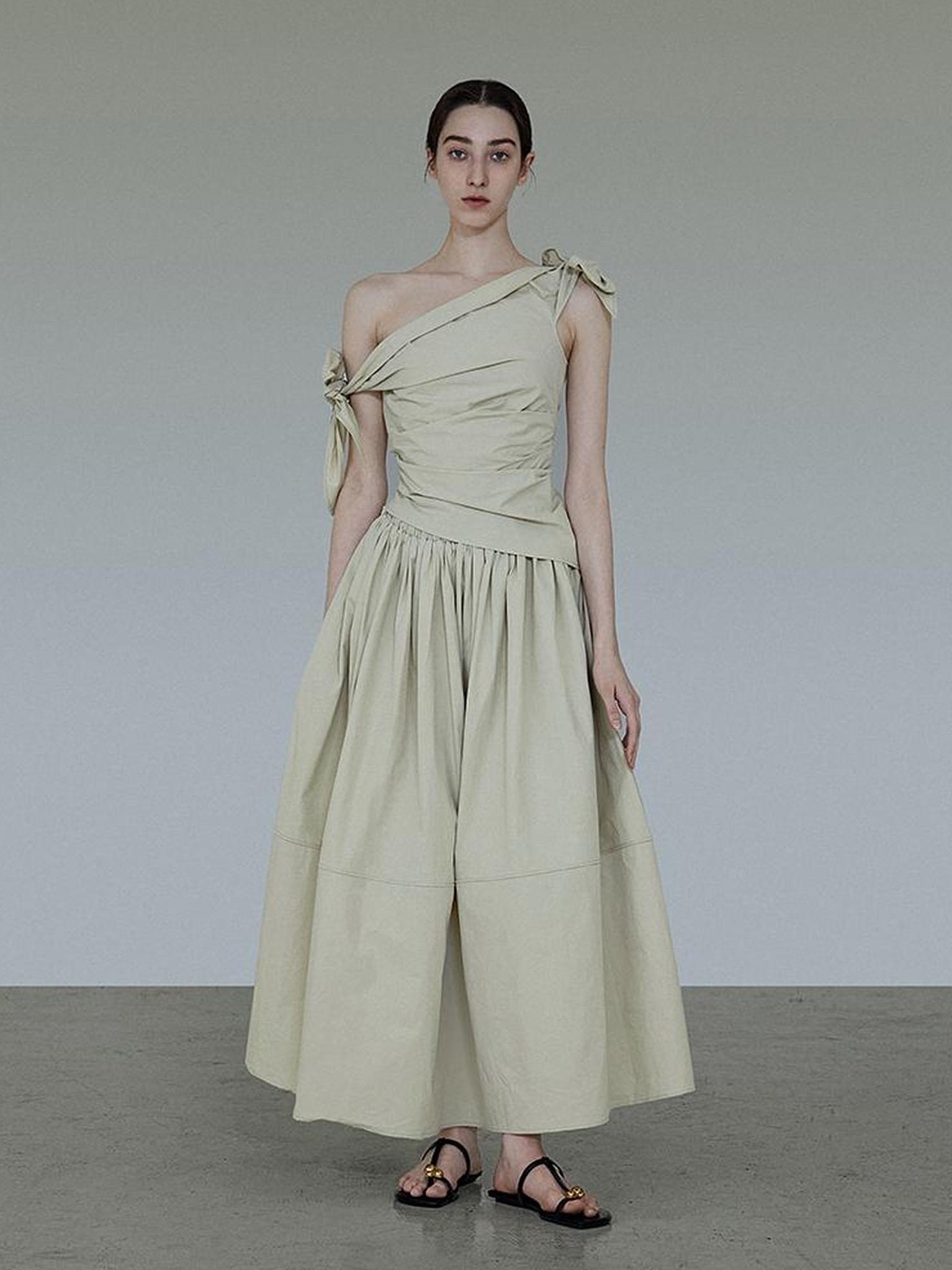 UNSPOKEN Breathable Cotton Flowy Two Piece Set Casual Women Khaki Tank Top Maxi Skirt