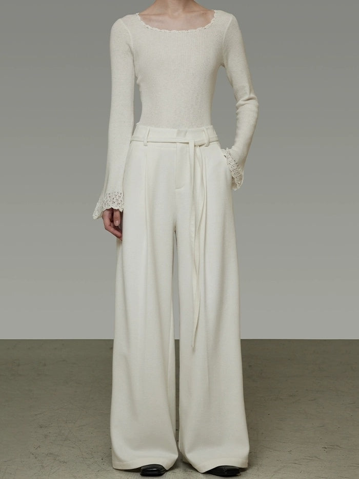 UNSPOKEN Breathable High Waisted Drawstring Wide Leg Unisex Commuter Casual Pants