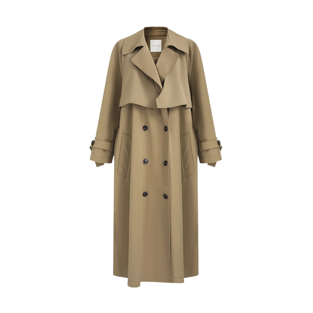 UNSPOKEN_Double_Breasted_Long_Loose_Office_Minimalist_Dark_Khaki_Trench_Coat_MISSTT