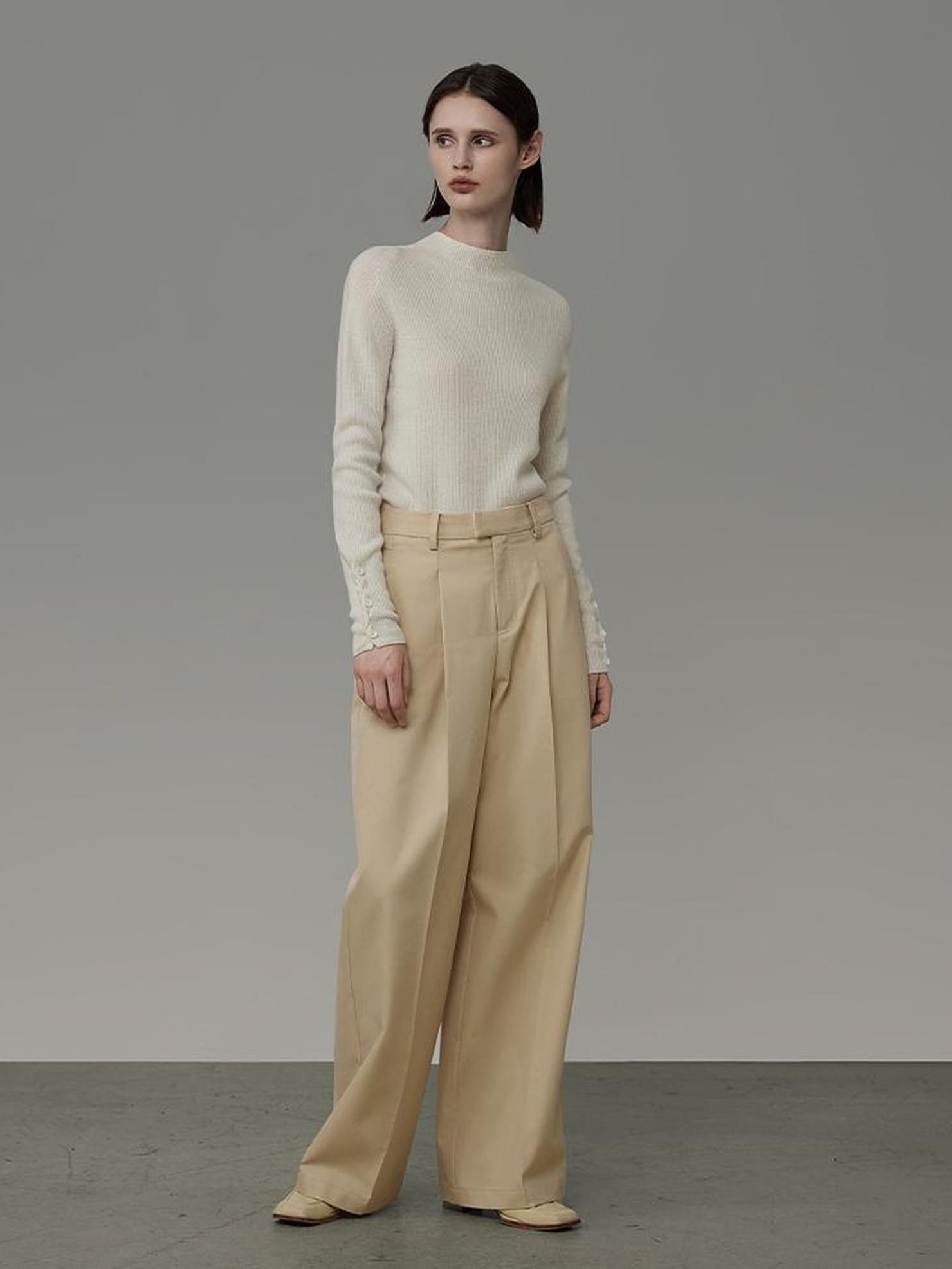 UNSPOKEN Flattering High Waist Wide Leg Mist Yellow Commuter Tailored Pants