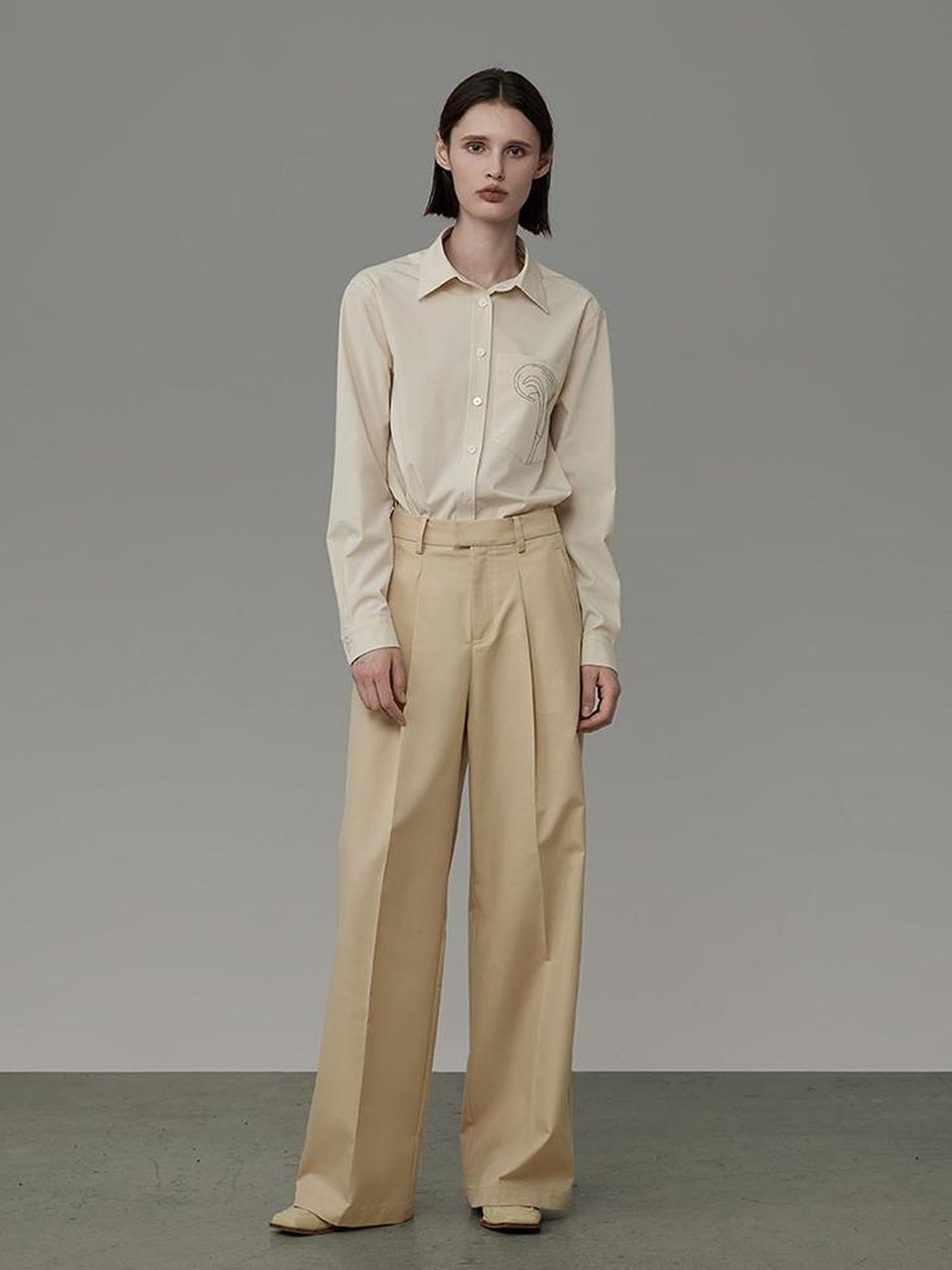 UNSPOKEN Flattering High Waist Wide Leg Mist Yellow Commuter Tailored Pants