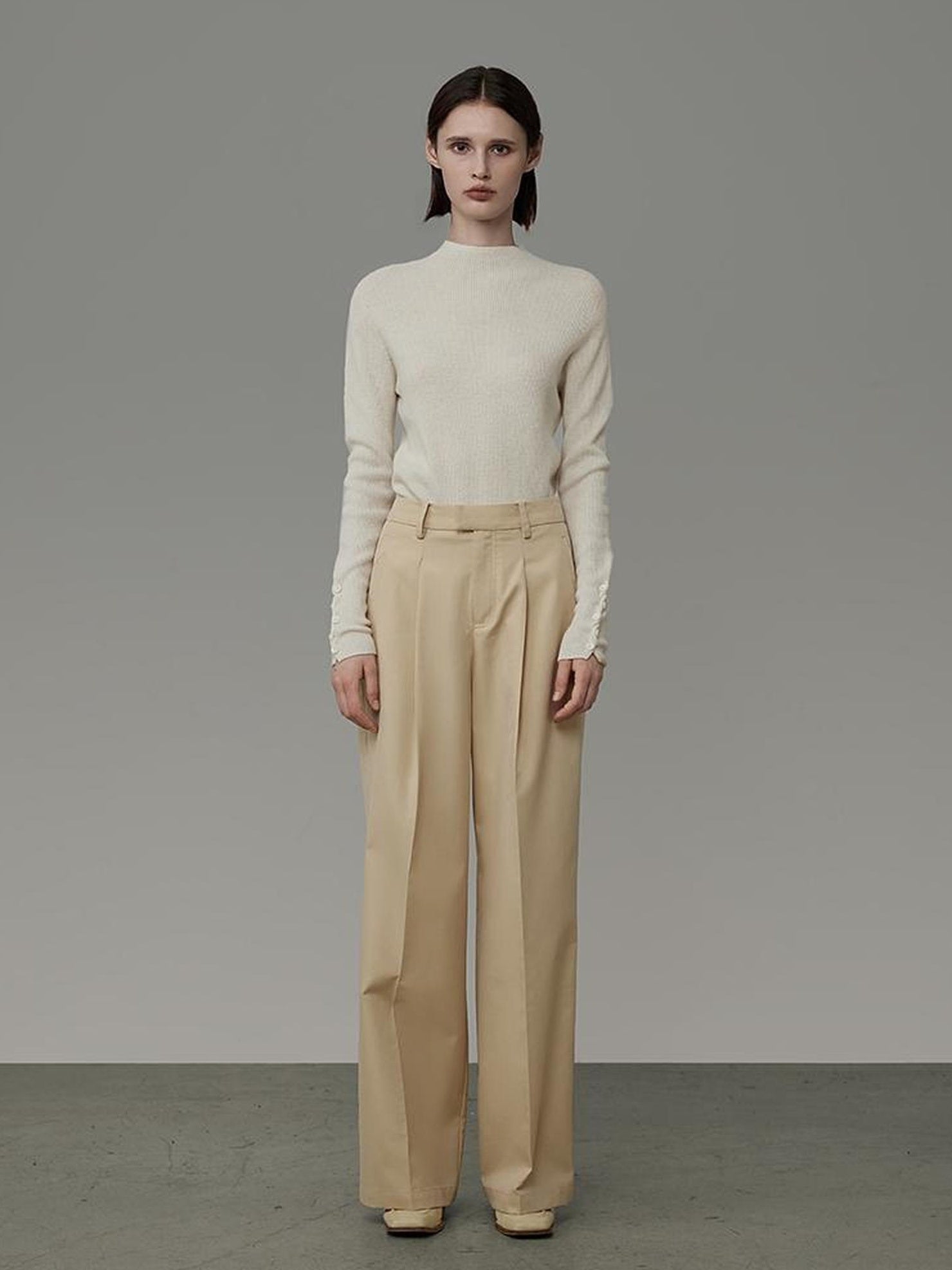 UNSPOKEN Flattering High Waist Wide Leg Mist Yellow Commuter Tailored Pants