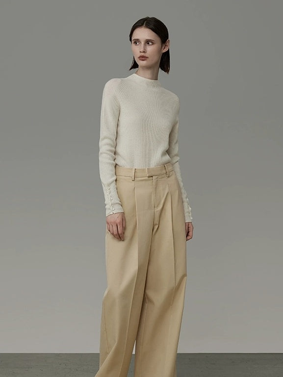 UNSPOKEN Flattering High Waist Wide Leg Mist Yellow Commuter Tailored Pants