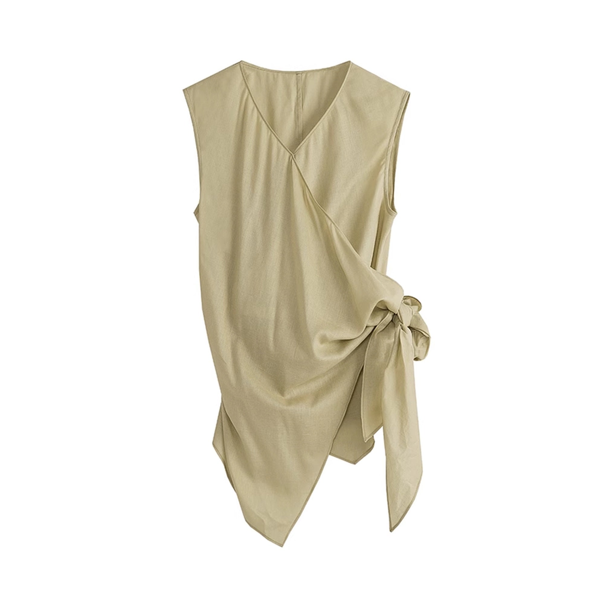 UNSPOKEN_Khaki_Two_Piece_Set_V_Neck_Tank_Top_Full_Length_Relaxed_Fit_Casual_Pants_MISSTT