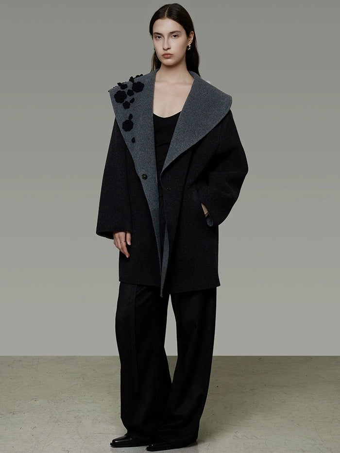 UNSPOKEN Lambswool Camel Blend Minimalist Commuter Notch Collar Single Breasted Coat