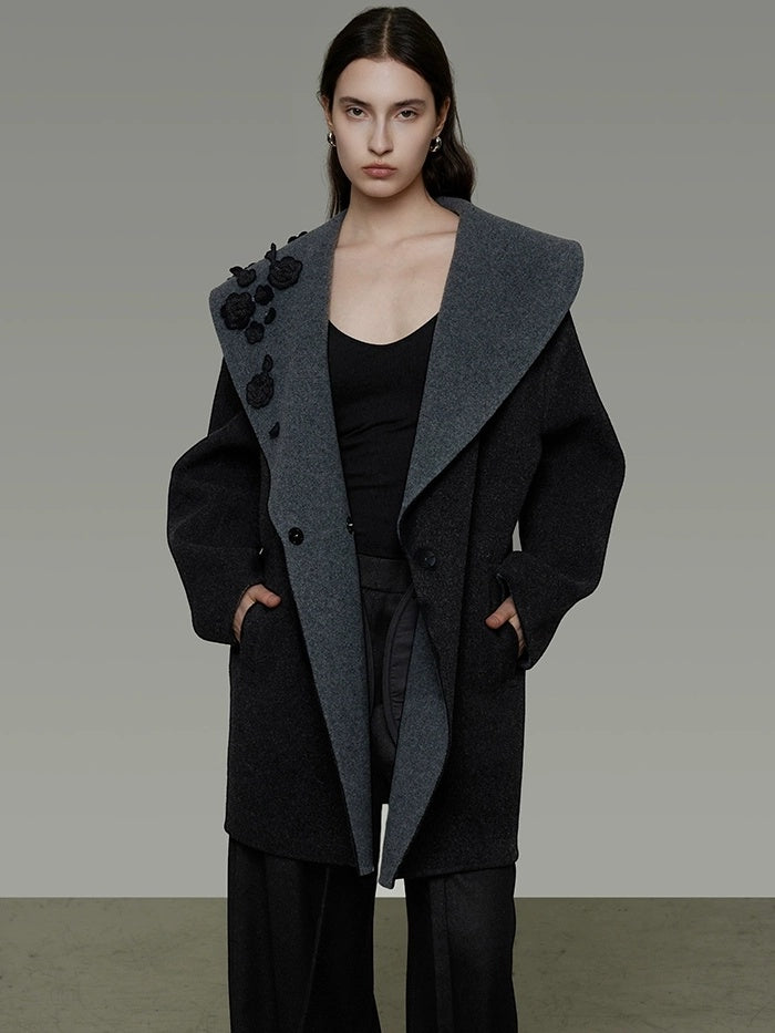 UNSPOKEN Lambswool Camel Blend Minimalist Commuter Notch Collar Single Breasted Coat