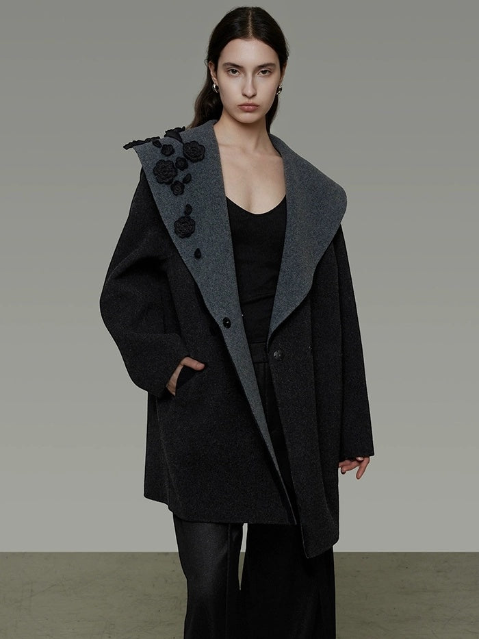 UNSPOKEN Lambswool Camel Blend Minimalist Commuter Notch Collar Single Breasted Coat