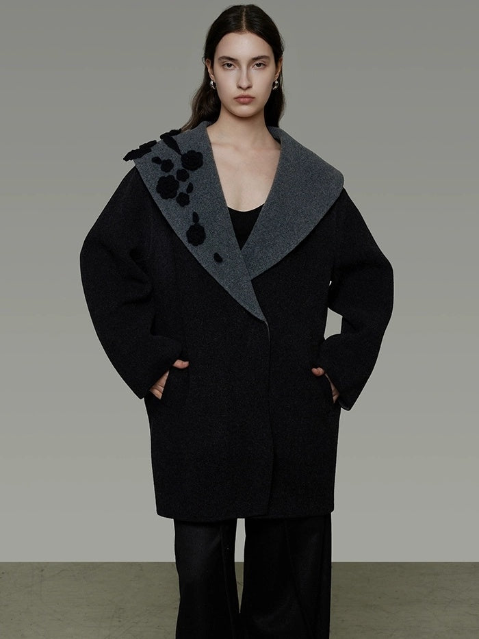 UNSPOKEN Lambswool Camel Blend Minimalist Commuter Notch Collar Single Breasted Coat