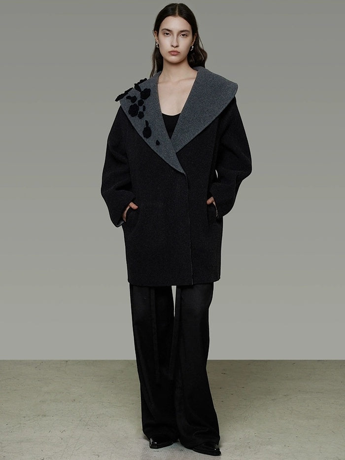 UNSPOKEN Lambswool Camel Blend Minimalist Commuter Notch Collar Single Breasted Coat