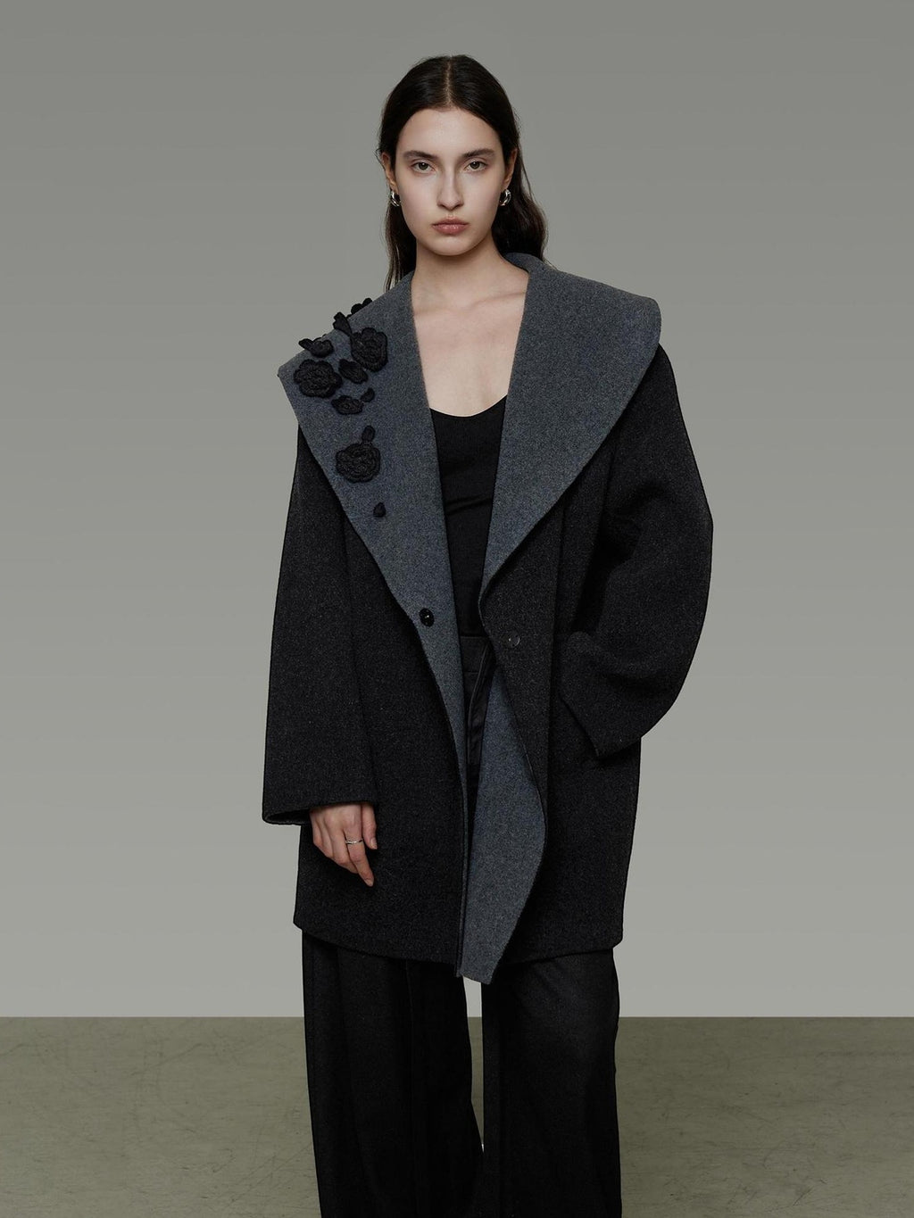 UNSPOKEN Lambswool Camel Blend Minimalist Commuter Notch Collar Single Breasted Coat