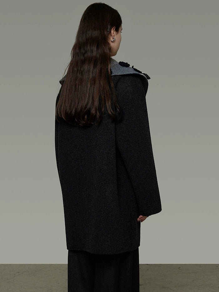 UNSPOKEN Lambswool Camel Blend Minimalist Commuter Notch Collar Single Breasted Coat