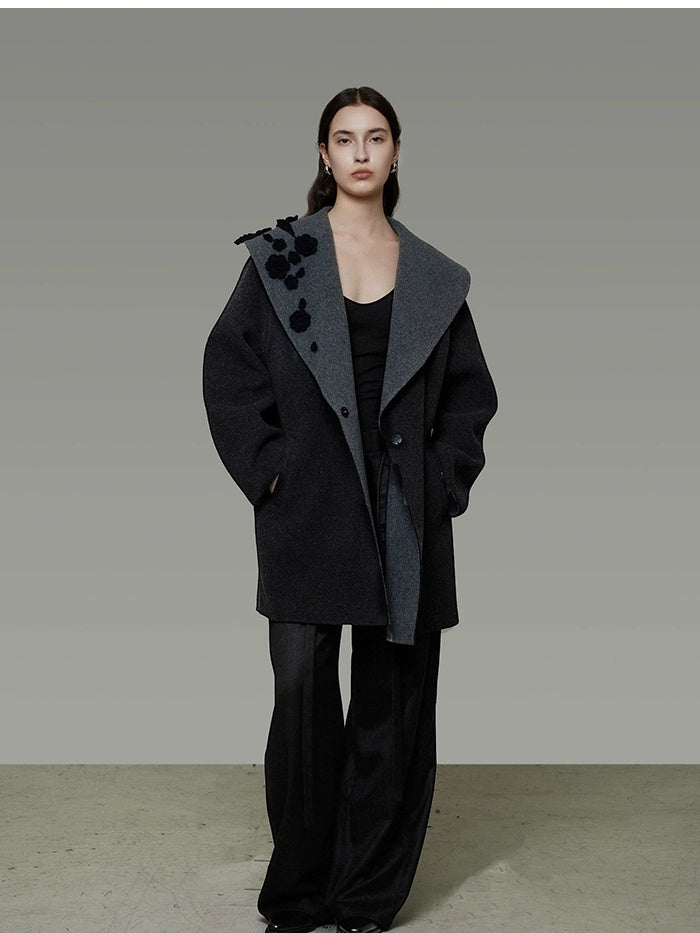 UNSPOKEN Lambswool Camel Blend Minimalist Commuter Notch Collar Single Breasted Coat