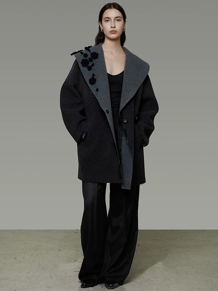 UNSPOKEN Lambswool Camel Blend Minimalist Commuter Notch Collar Single Breasted Coat