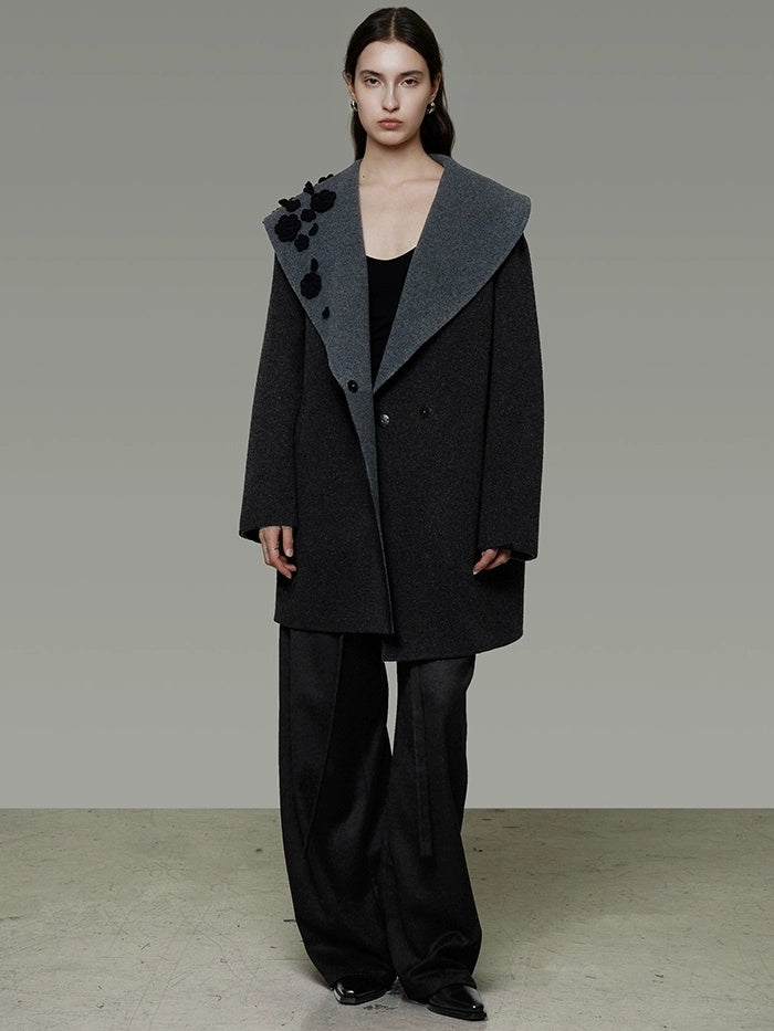 UNSPOKEN Lambswool Camel Blend Minimalist Commuter Notch Collar Single Breasted Coat