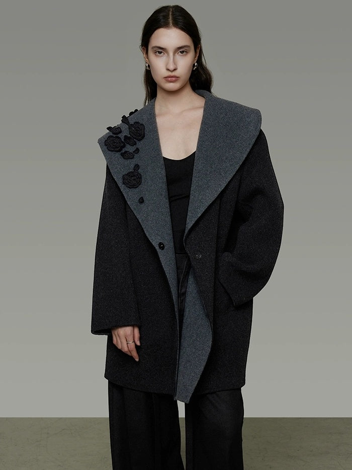 UNSPOKEN Lambswool Camel Blend Minimalist Commuter Notch Collar Single Breasted Coat