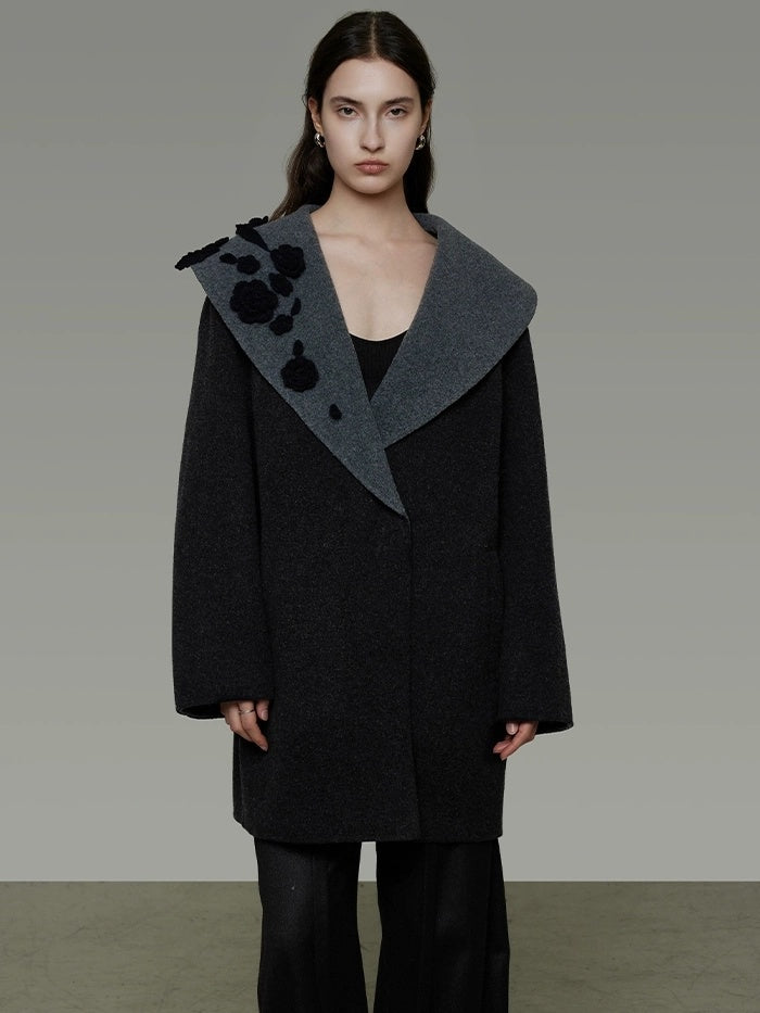 UNSPOKEN Lambswool Camel Blend Minimalist Commuter Notch Collar Single Breasted Coat