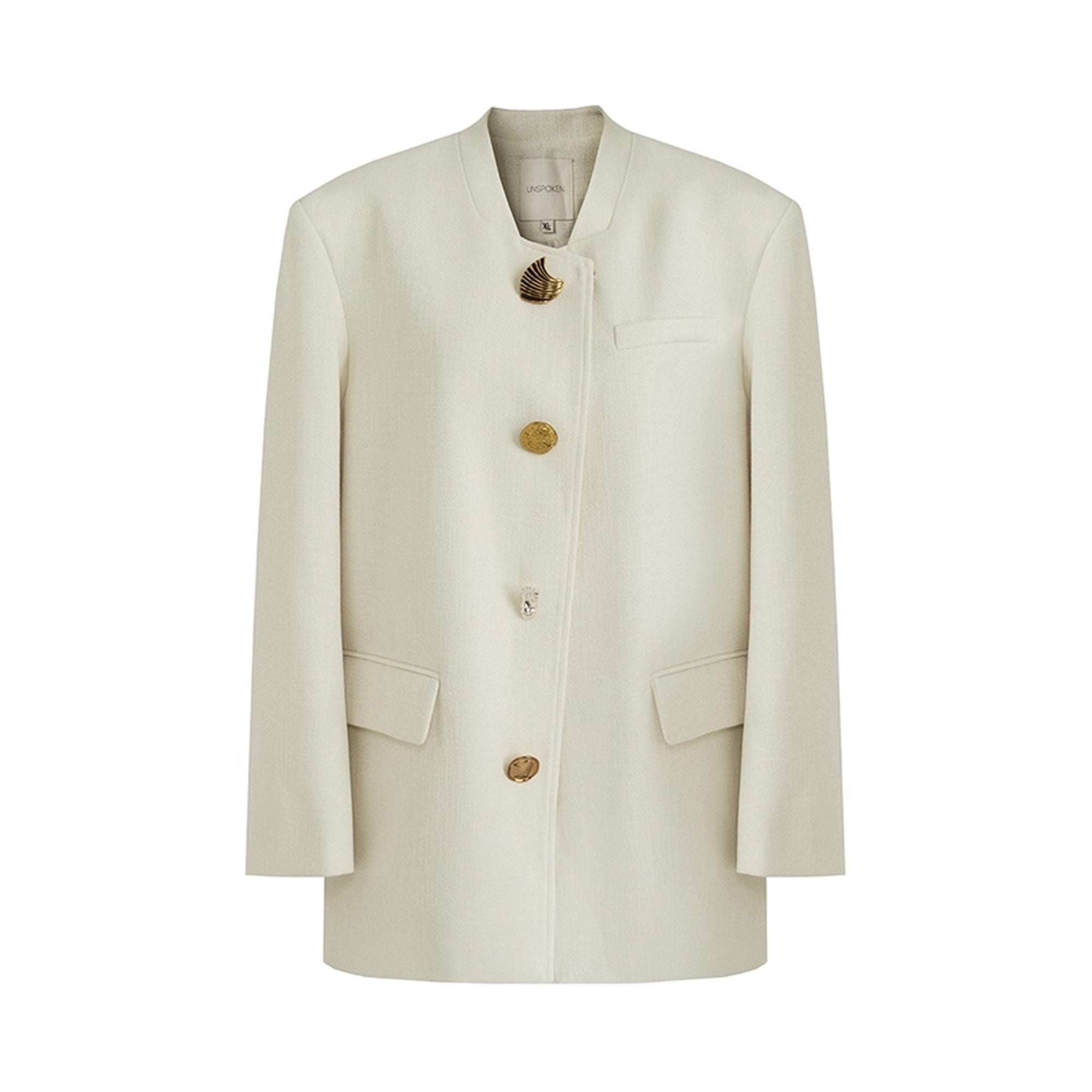 UNSPOKEN_Lightweight_Polyester_Stand_Collar_Single_Breasted_Relaxed_Office_Ivory_Blazer_MISSTT