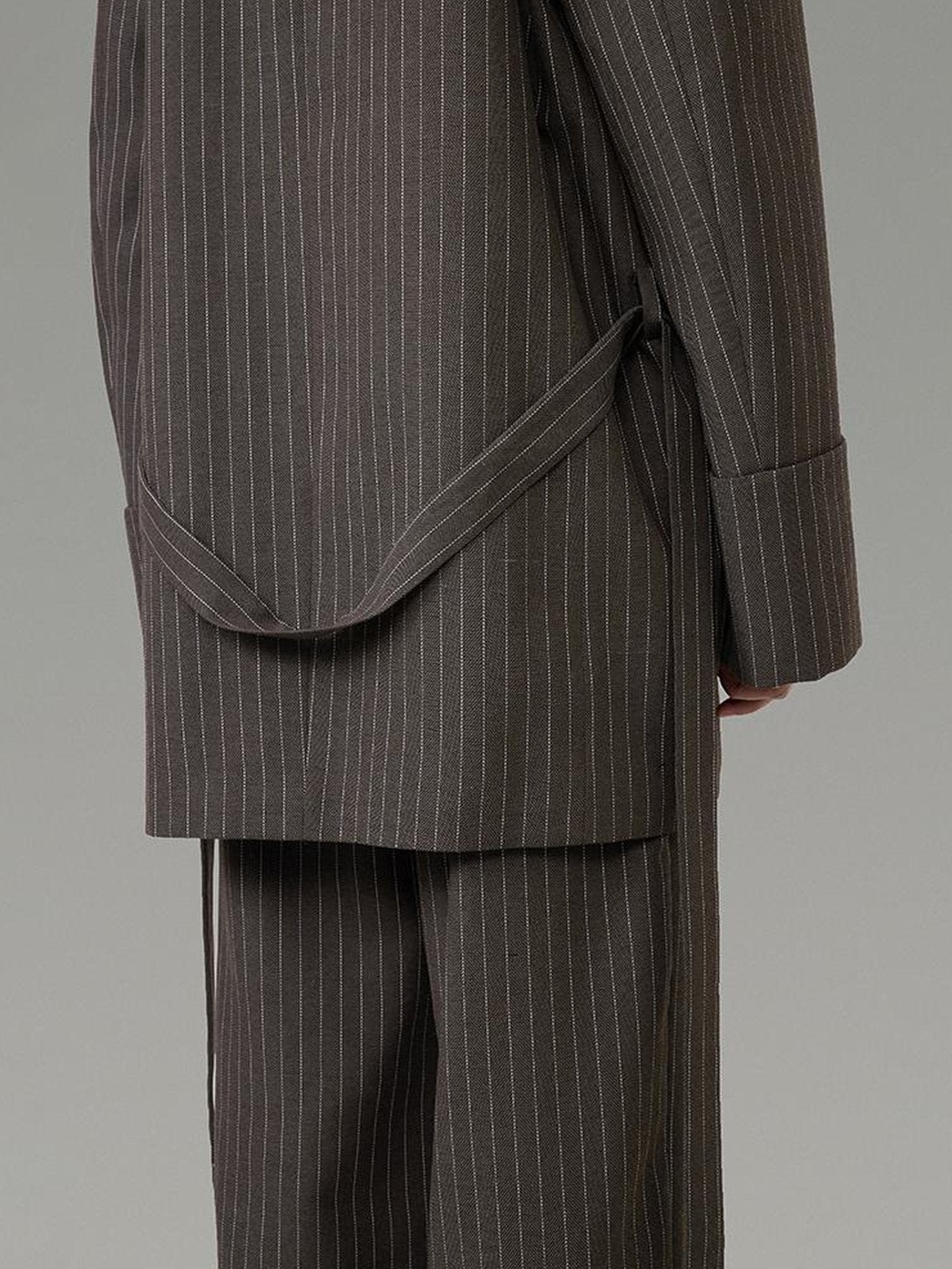 UNSPOKEN Minimalist Two Piece Brown Tailored V Neck Long Sleeve Women Polyester Blazer