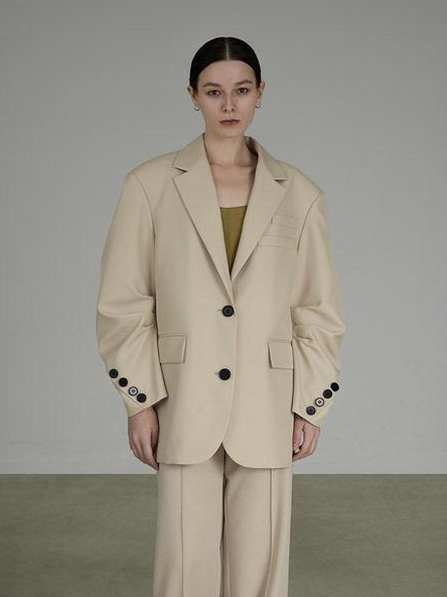 UNSPOKEN Original Lemongrass Loose Fit Notched Lapel Single Breasted Pockets Women Blazer