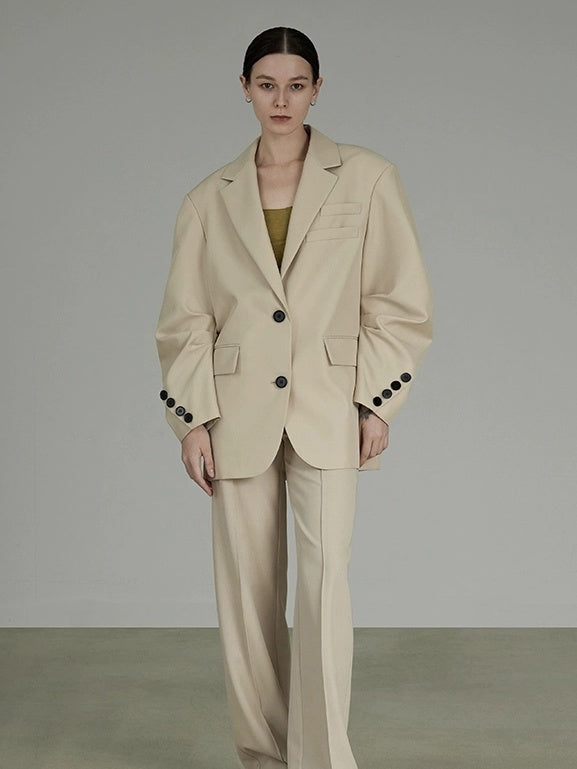 UNSPOKEN Original Lemongrass Loose Fit Notched Lapel Single Breasted Pockets Women Blazer