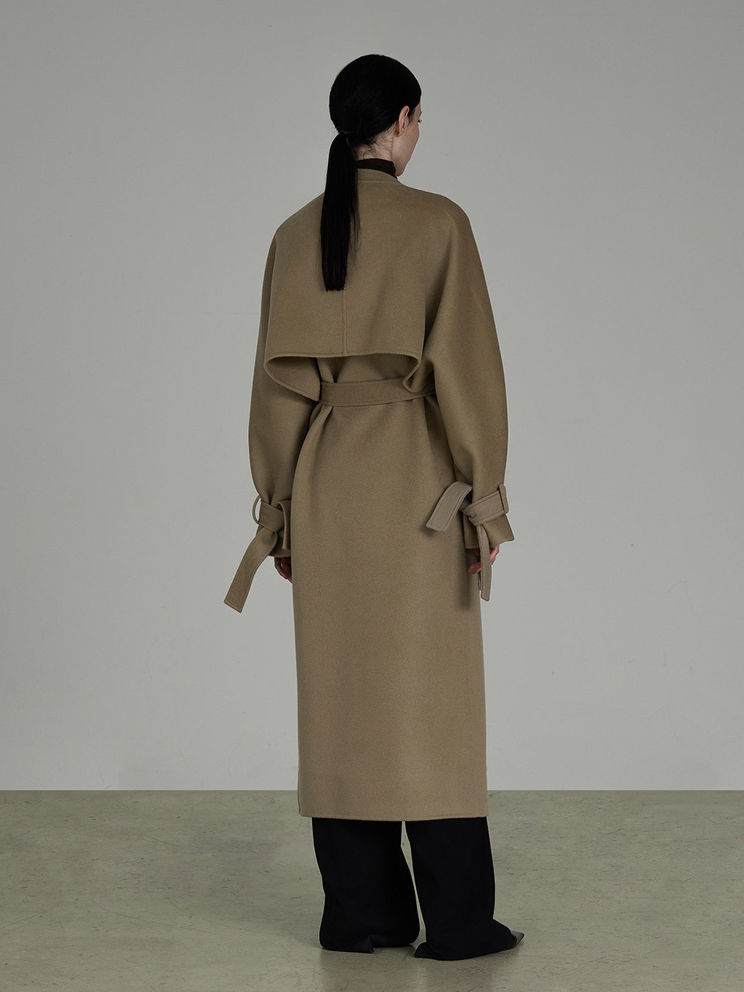 UNSPOKEN Premium 100 Percent Lambswool Minimalist Straight Longline V Neck Workwear Coat