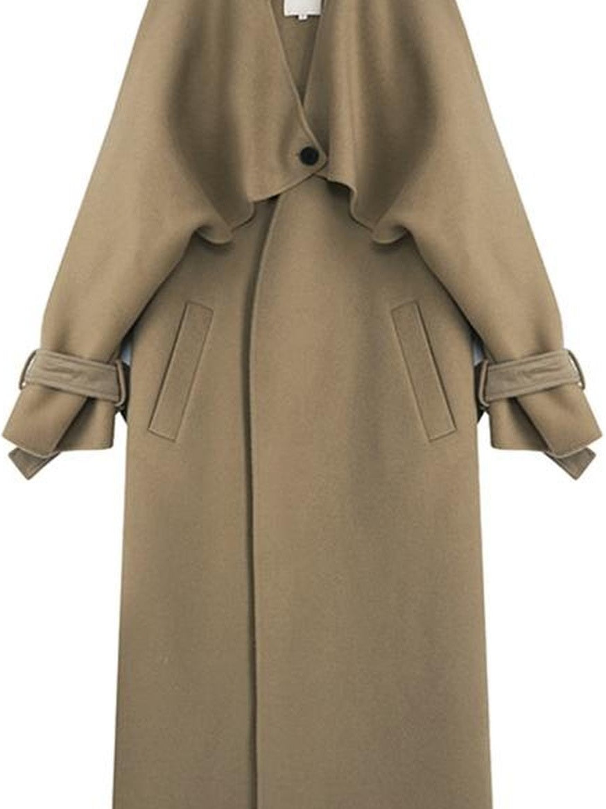 UNSPOKEN Premium 100 Percent Lambswool Minimalist Straight Longline V Neck Workwear Coat