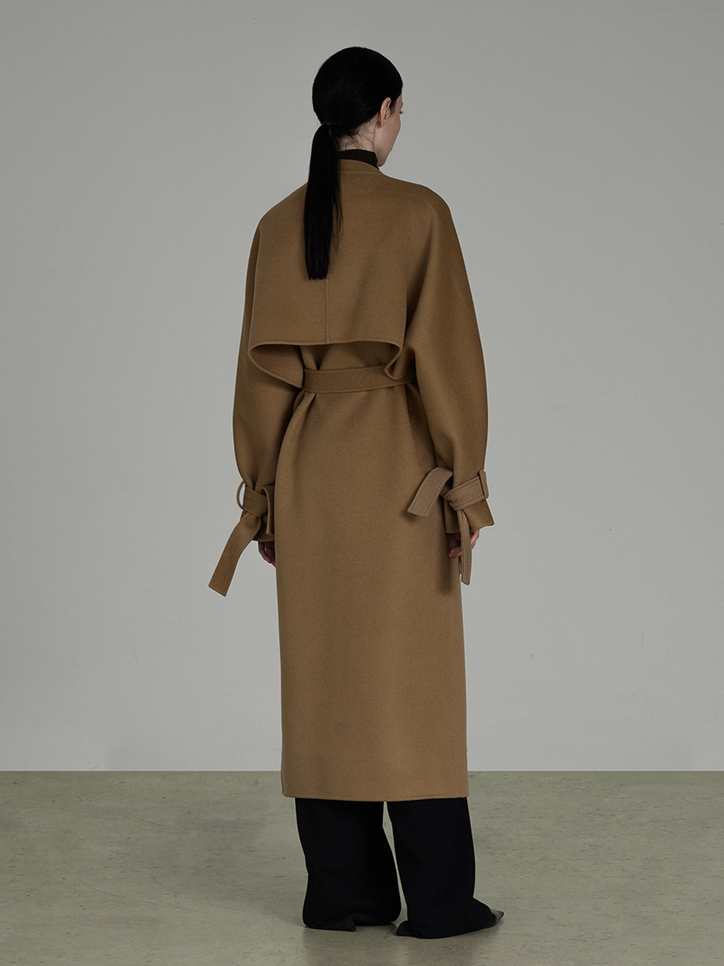 UNSPOKEN Pure Lambswool Minimal Long Straight Silhouette V Neck Office Workwear Coat