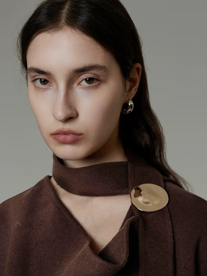 UNSPOKEN Pure Sheep Wool Minimal Commuter Loose Fit Lapel Coffee 3D Tailored Jacket