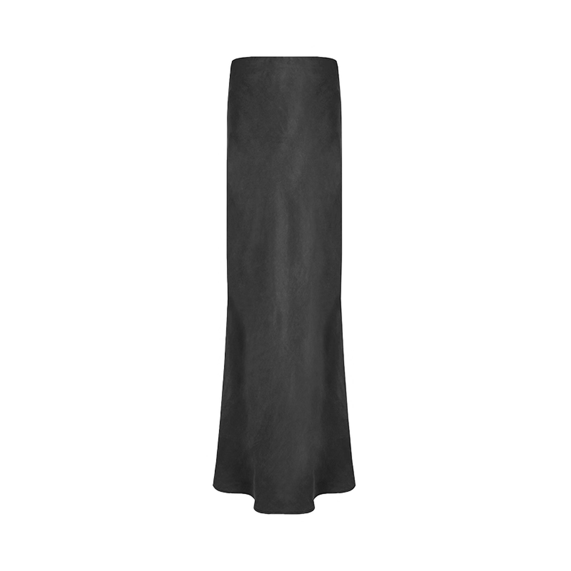 UNSPOKEN_Recycled_Viscose_Slim_Fit_Button_Office_Women_Dark_Gray_Solid_Maxi_Skirt_MISSTT