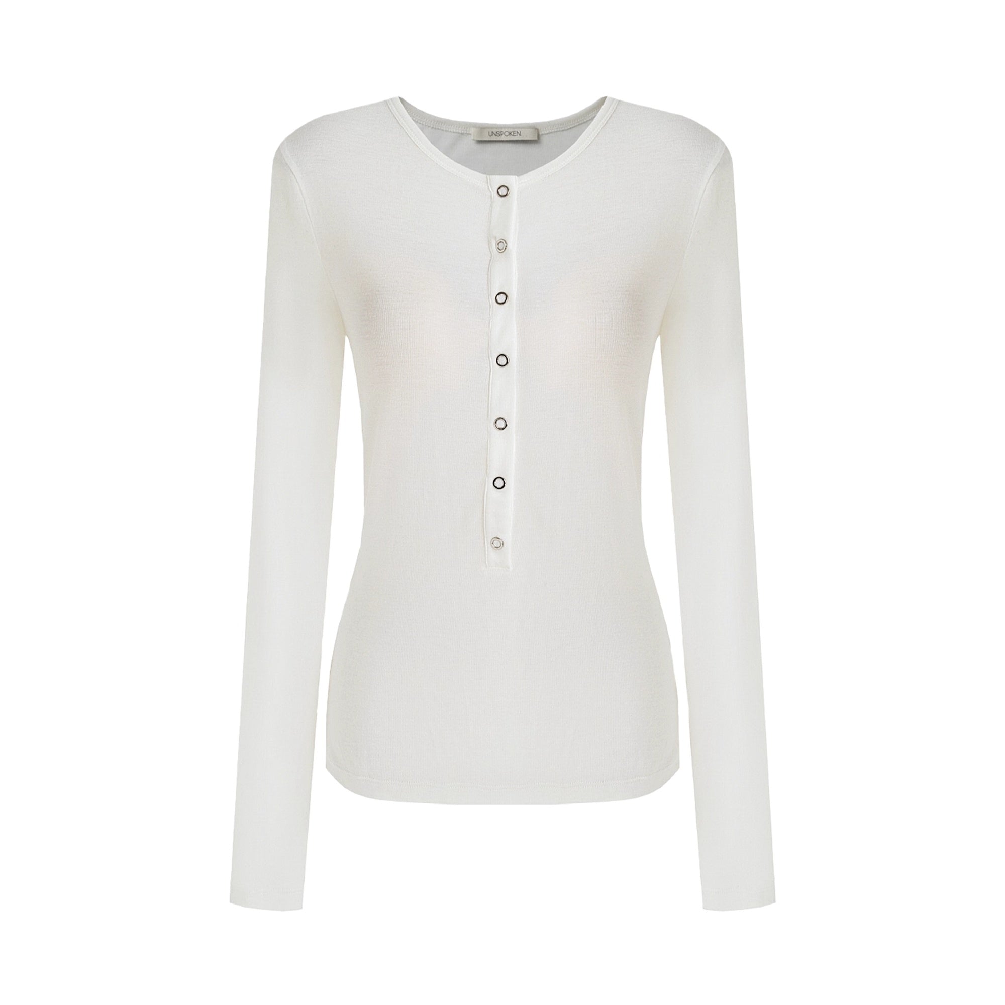 UNSPOKEN_Skin_Friendly_Breathable_Long_Sleeve_Slim_Fit_Half_Placket_Women_Solid_Knit_Top_MISSTT