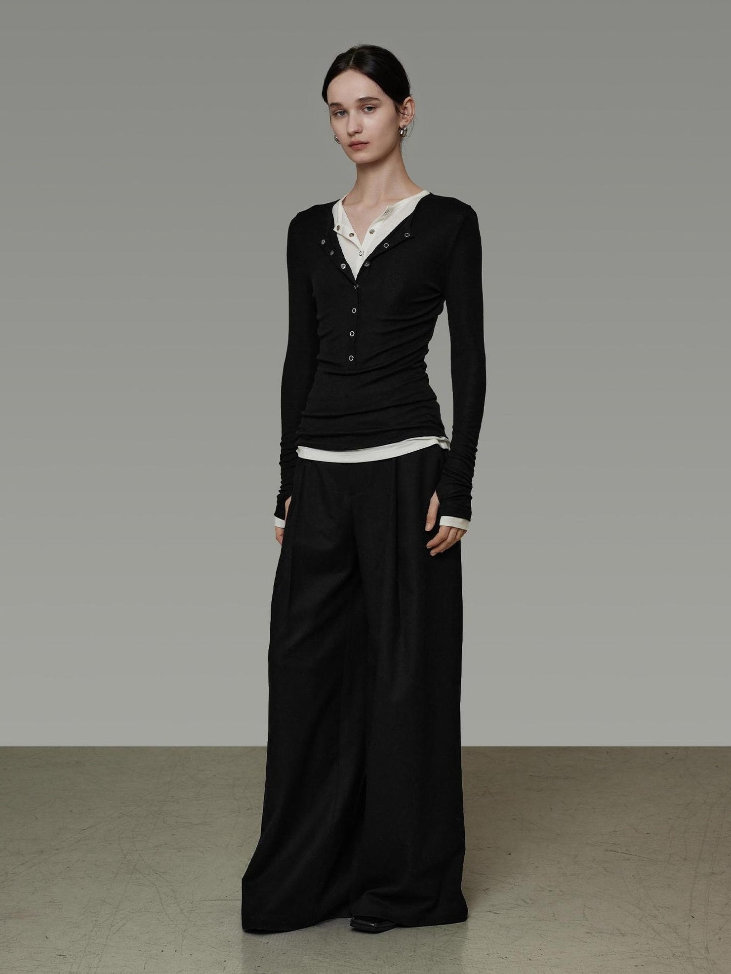 UNSPOKEN Skin Friendly Breathable Long Sleeve Slim Fit Half Placket Women Solid Knit Top