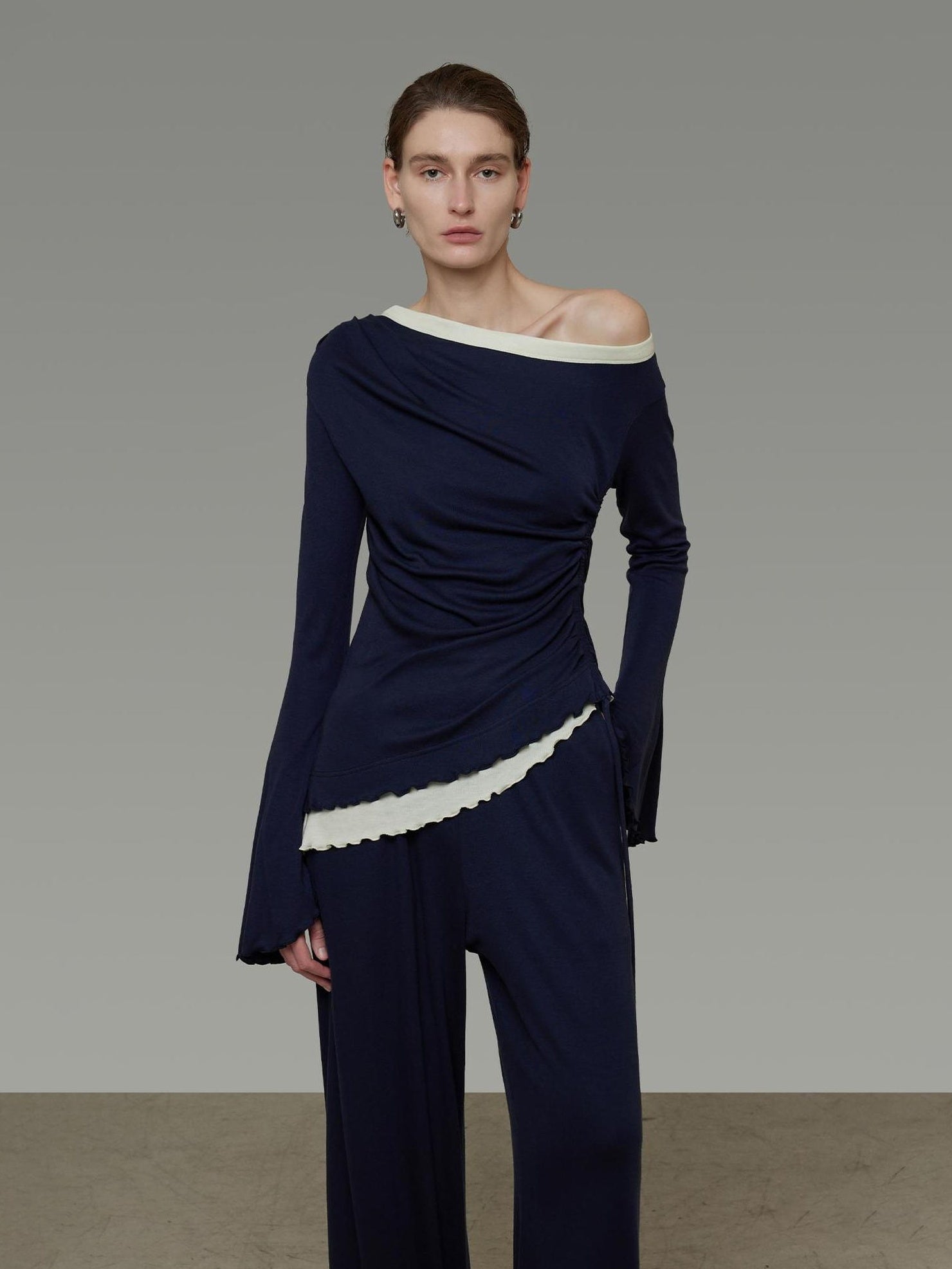 UNSPOKEN Soft Tencel Stretch Three Piece Set Casual Relaxed Hem Design For Women Knit Top