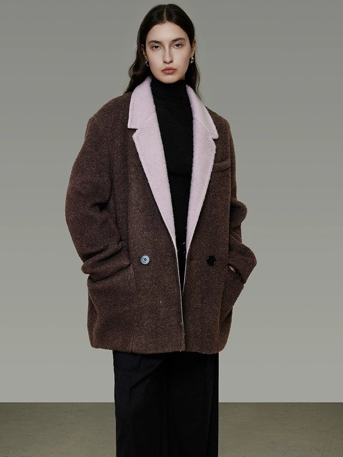 UNSPOKEN Soft Wool Blend Loose Fit 3D Tailored Lapel Collar Office Jacket