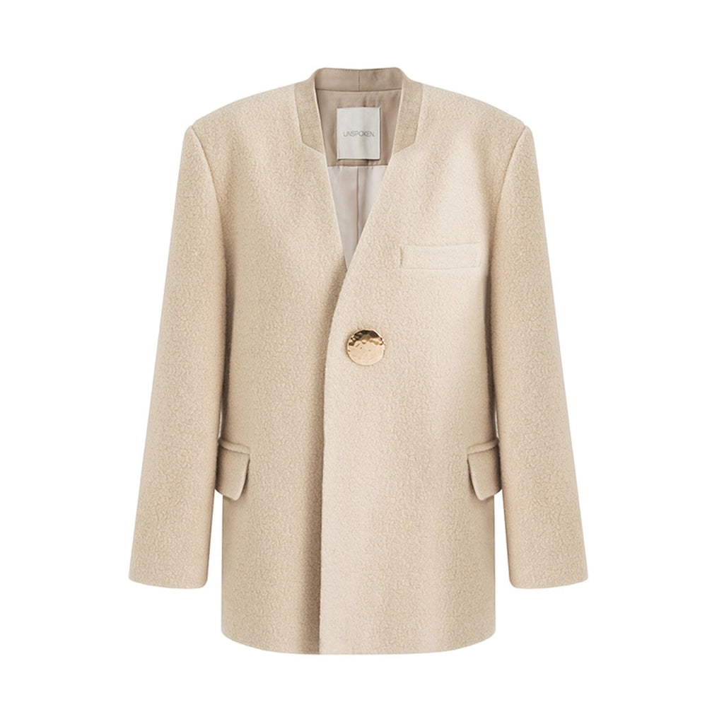 UNSPOKEN_Soft_Wool_Oversized_V_Neck_Single_Button_Commuter_Cream_Blazer_MISSTT