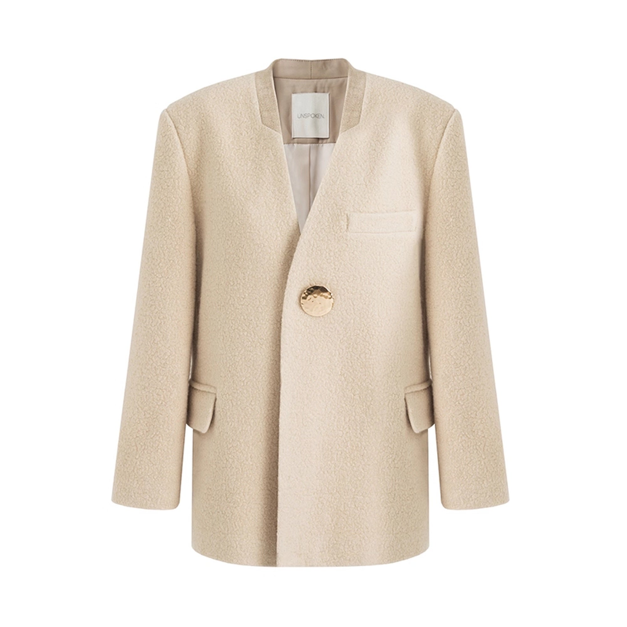 UNSPOKEN_Soft_Wool_Oversized_V_Neck_Single_Button_Commuter_Cream_Blazer_MISSTT