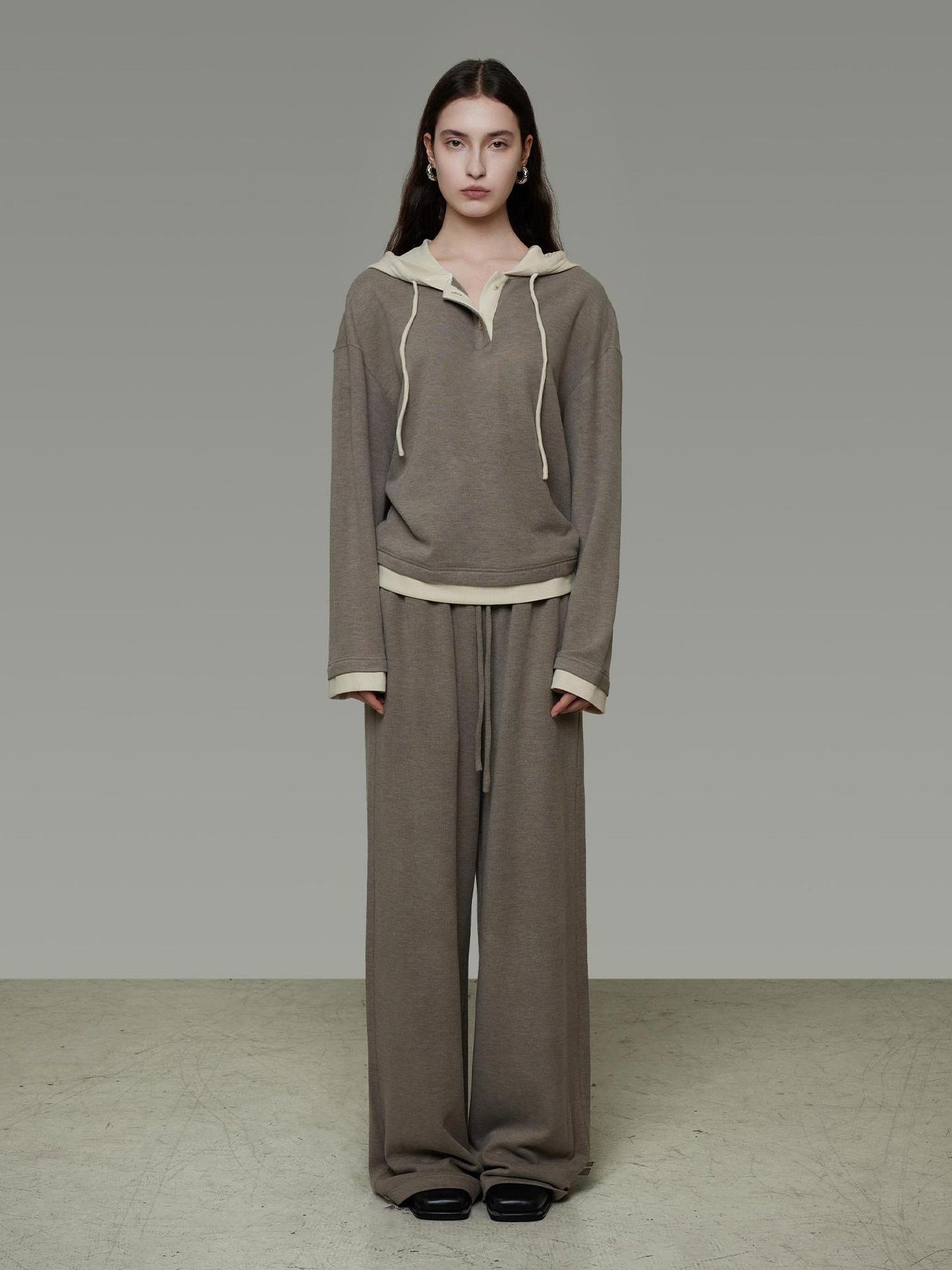 UNSPOKEN Stretchy Comfy Loose Fit Long Sleeve Colorblock Hooded Pullover Women Blouse