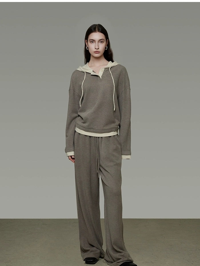 UNSPOKEN Stretchy Comfy Loose Fit Long Sleeve Colorblock Hooded Pullover Women Blouse