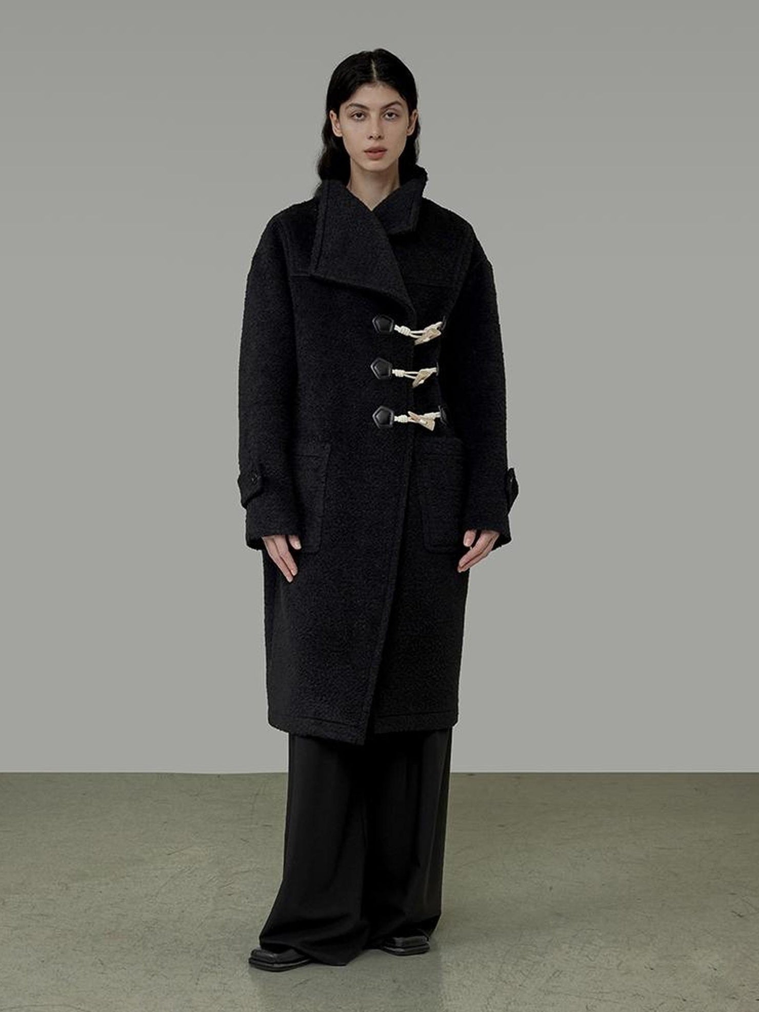 UNSPOKEN Thick Oversized Single Breasted Minimalist Longline Black Workwear Coat