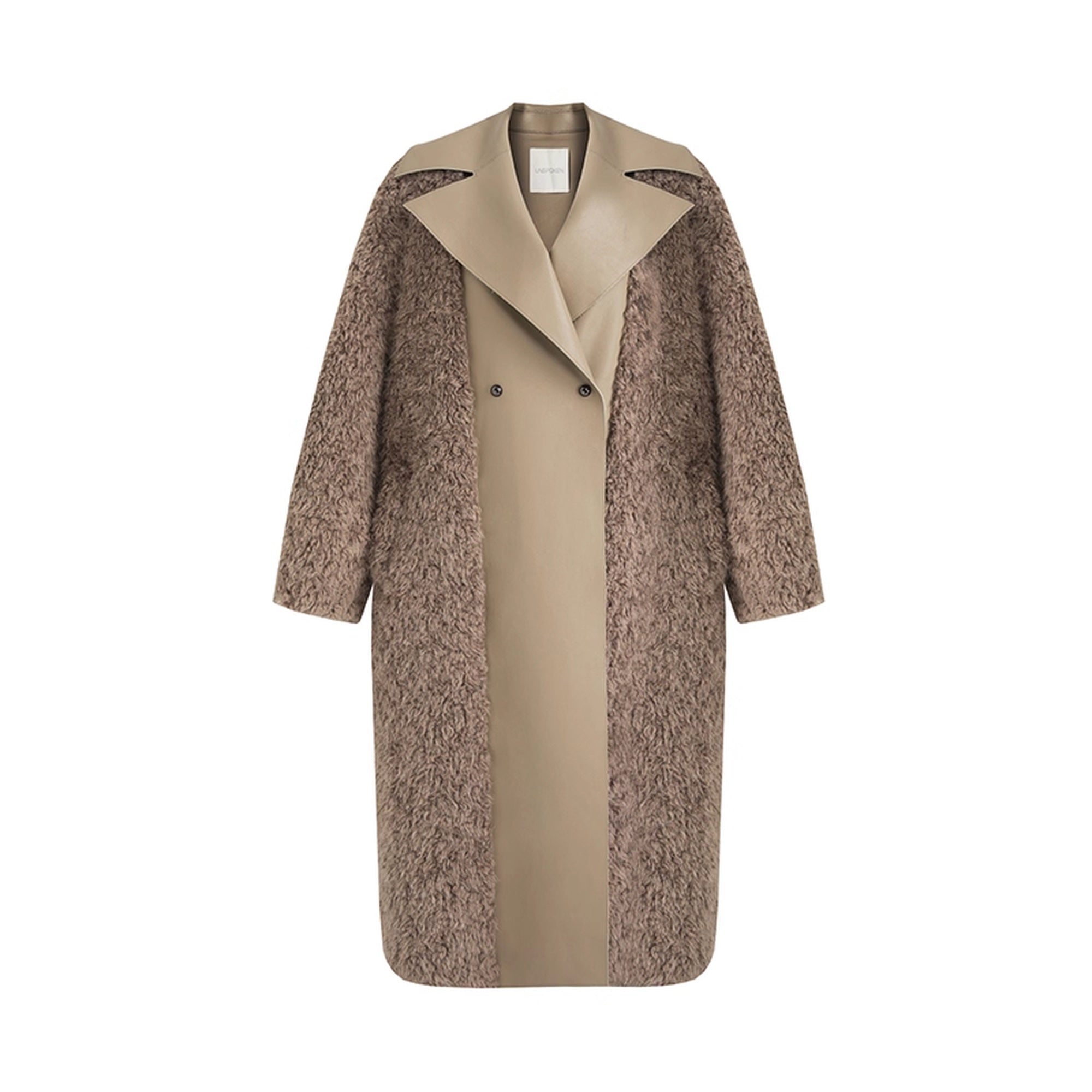 UNSPOKEN_Thick_Vertical_Faux_Fur_Panels_Long_Loose_Minimalist_Workwear_Women_Beige_Coat_MISSTT