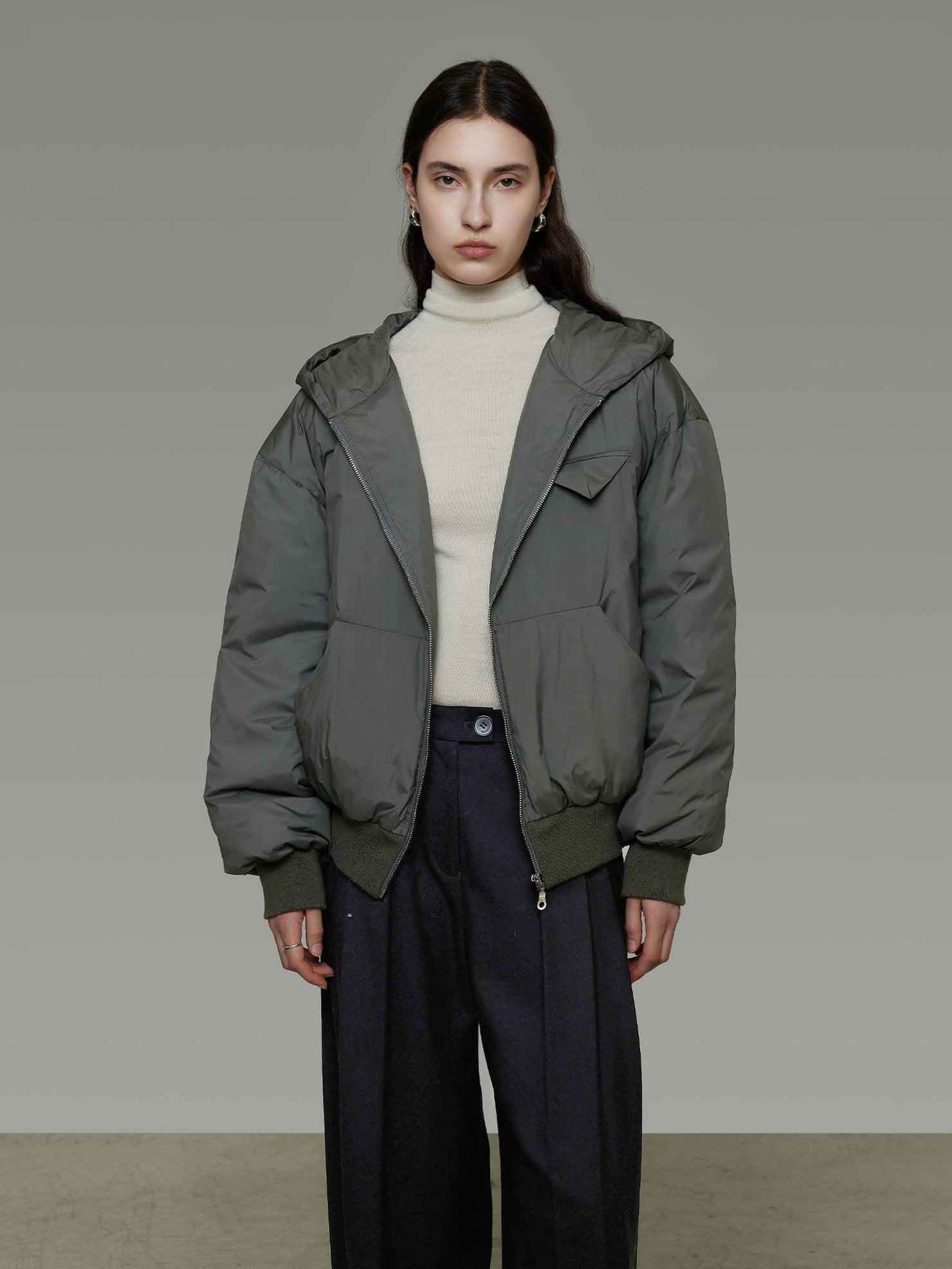 UNSPOKEN Ultra Warm Minimalist Hooded Relaxed Fit Women 90 Down Fill Puffer Down Coat