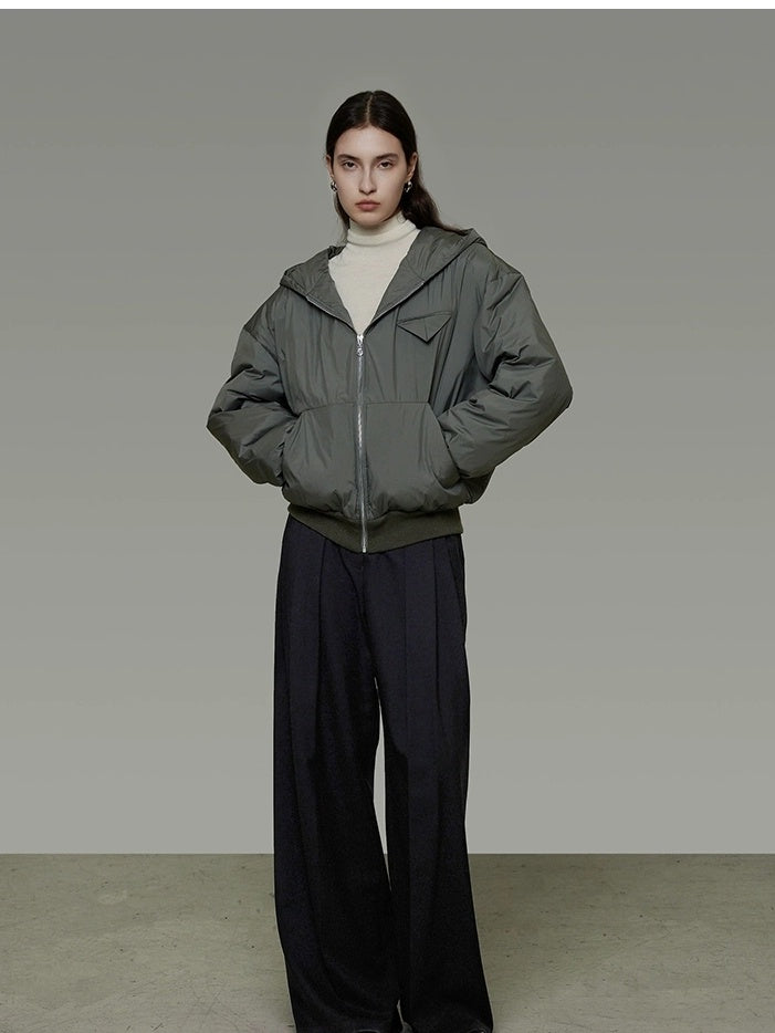 UNSPOKEN Ultra Warm Minimalist Hooded Relaxed Fit Women 90 Down Fill Puffer Down Coat